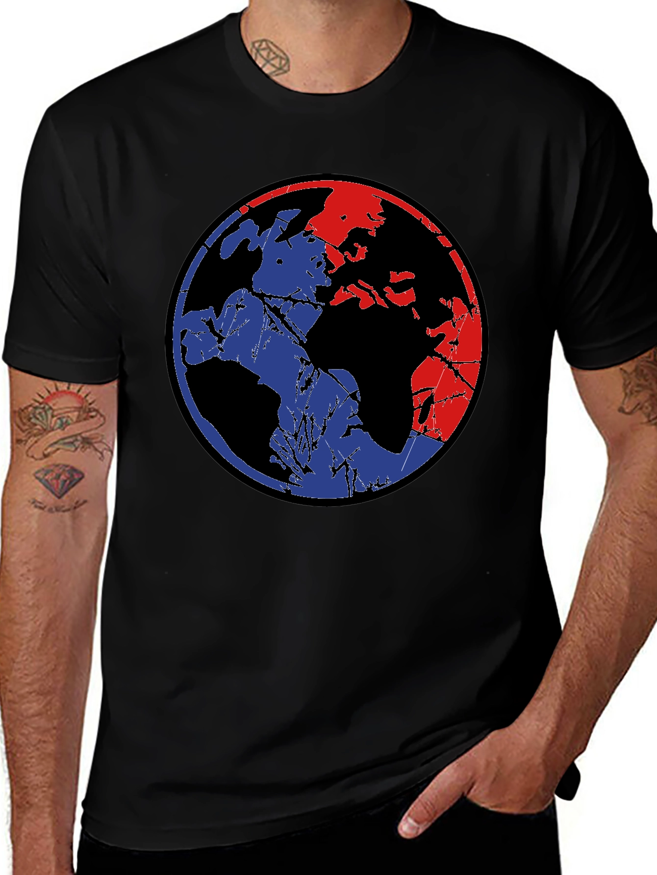 Retro Globe Graphic Tee - Black