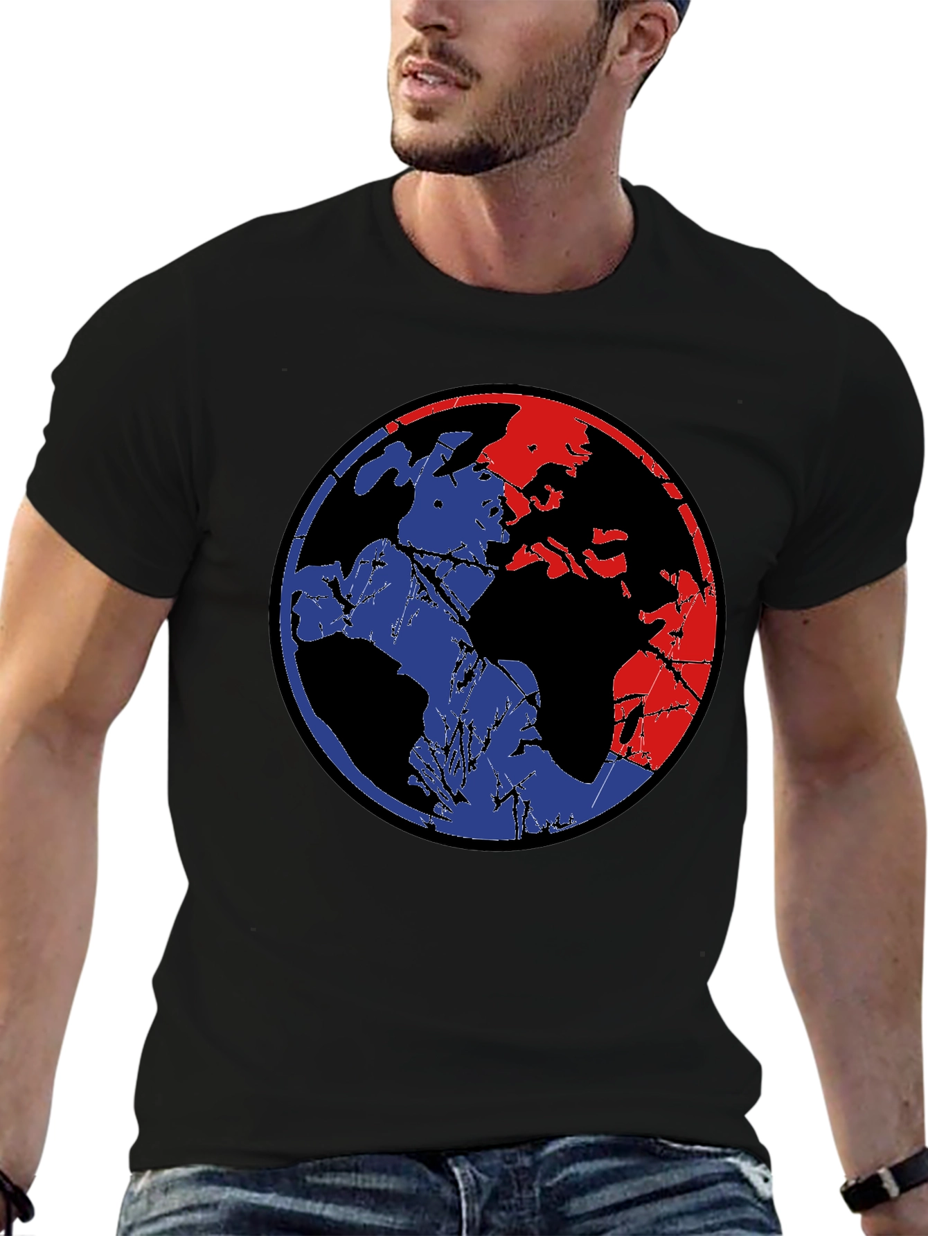 Retro Globe Graphic Tee - Black