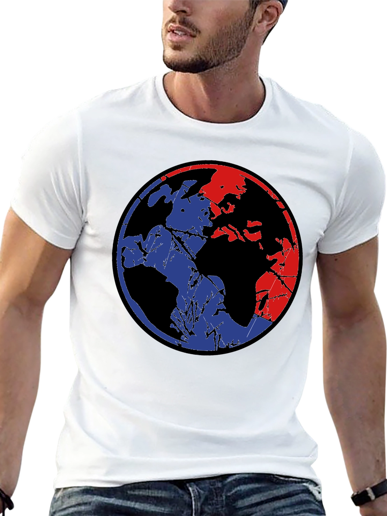 Retro Globe Graphic Tee - Black