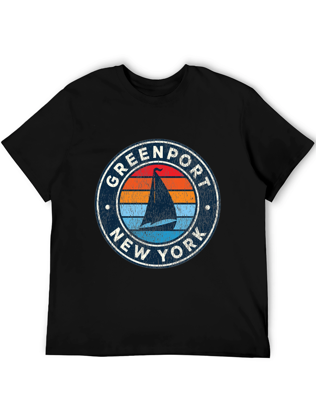 Greenport NY Sailboat Retro Style T-Shirt