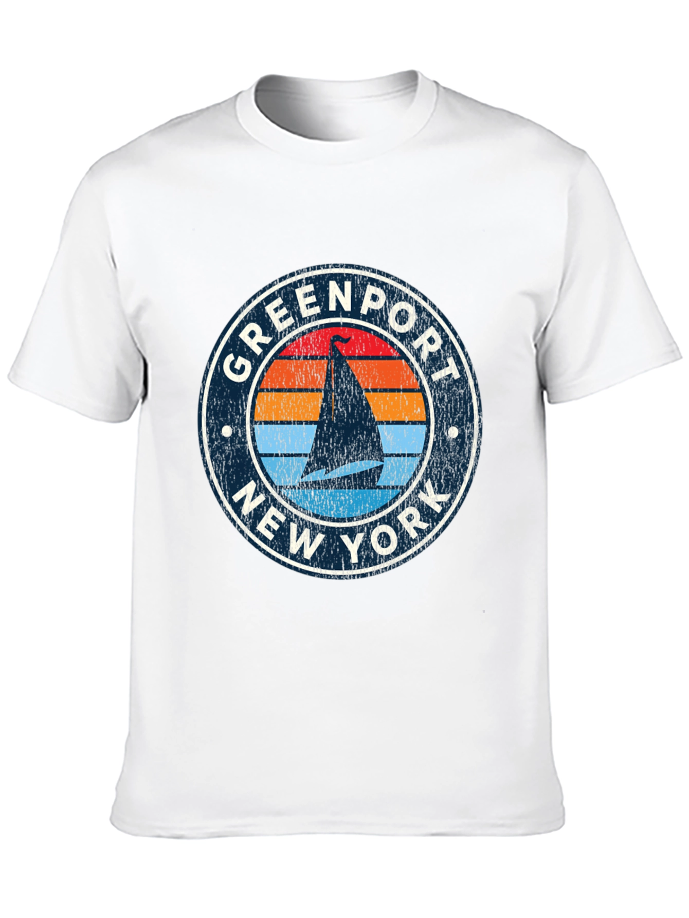 Greenport NY Sailboat Retro Style T-Shirt