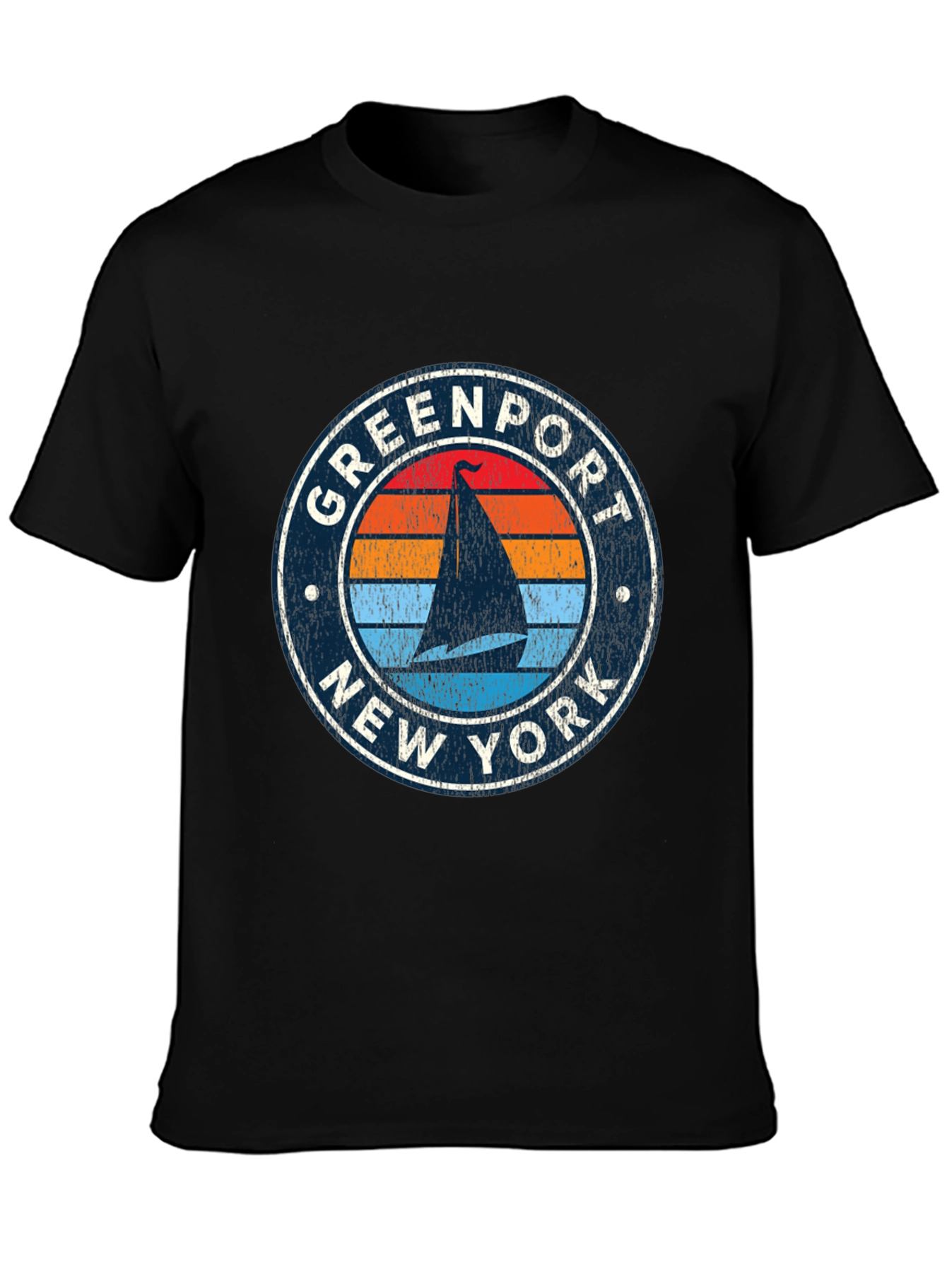 Greenport NY Sailboat Retro Style T-Shirt