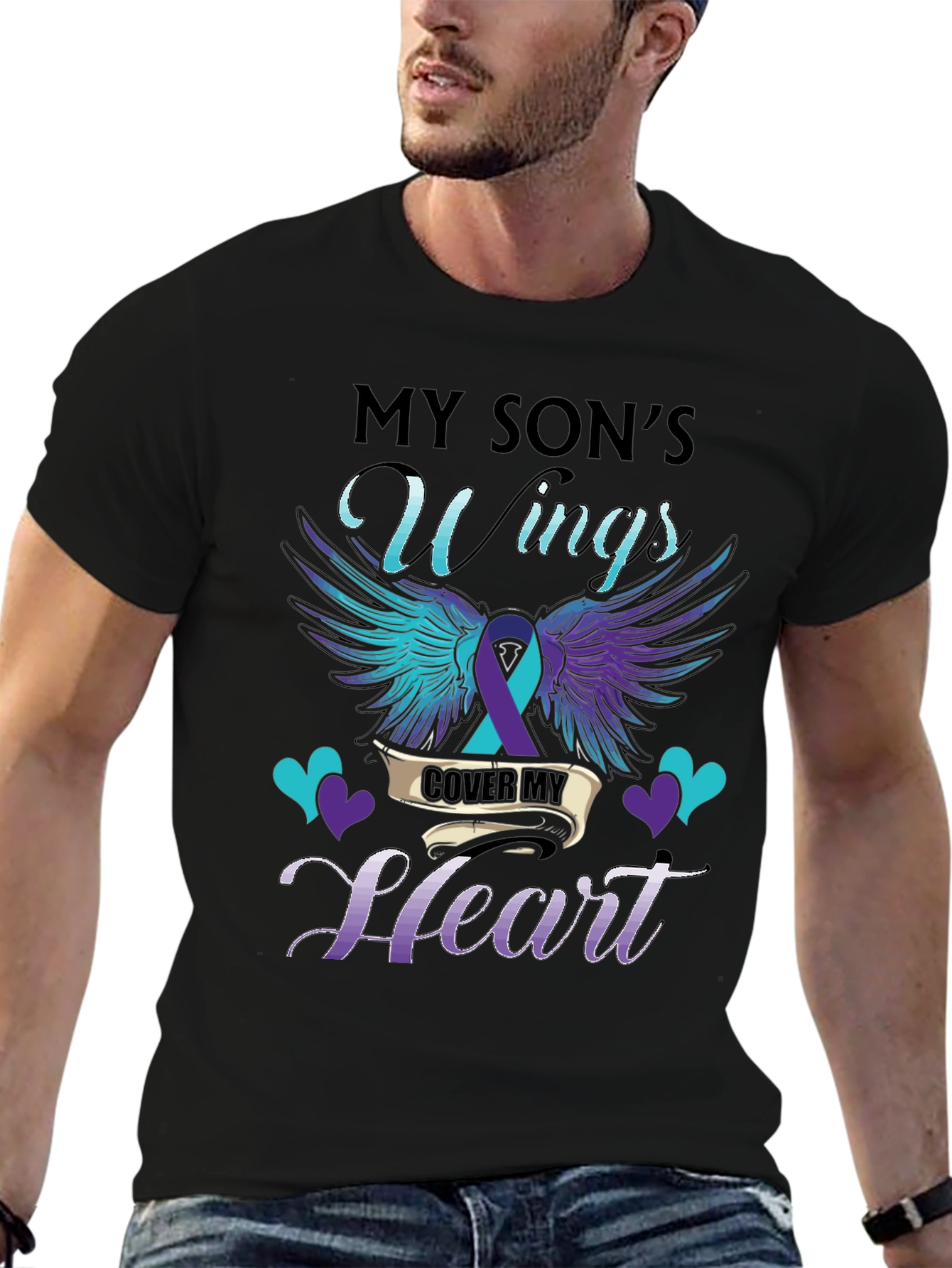 My Sons Wings Cover My Heart Graphic Tee