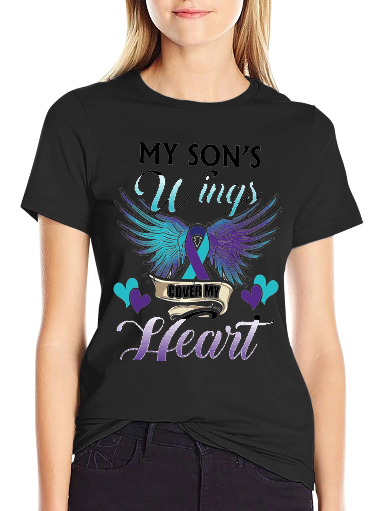 My Sons Wings Cover My Heart Graphic Tee