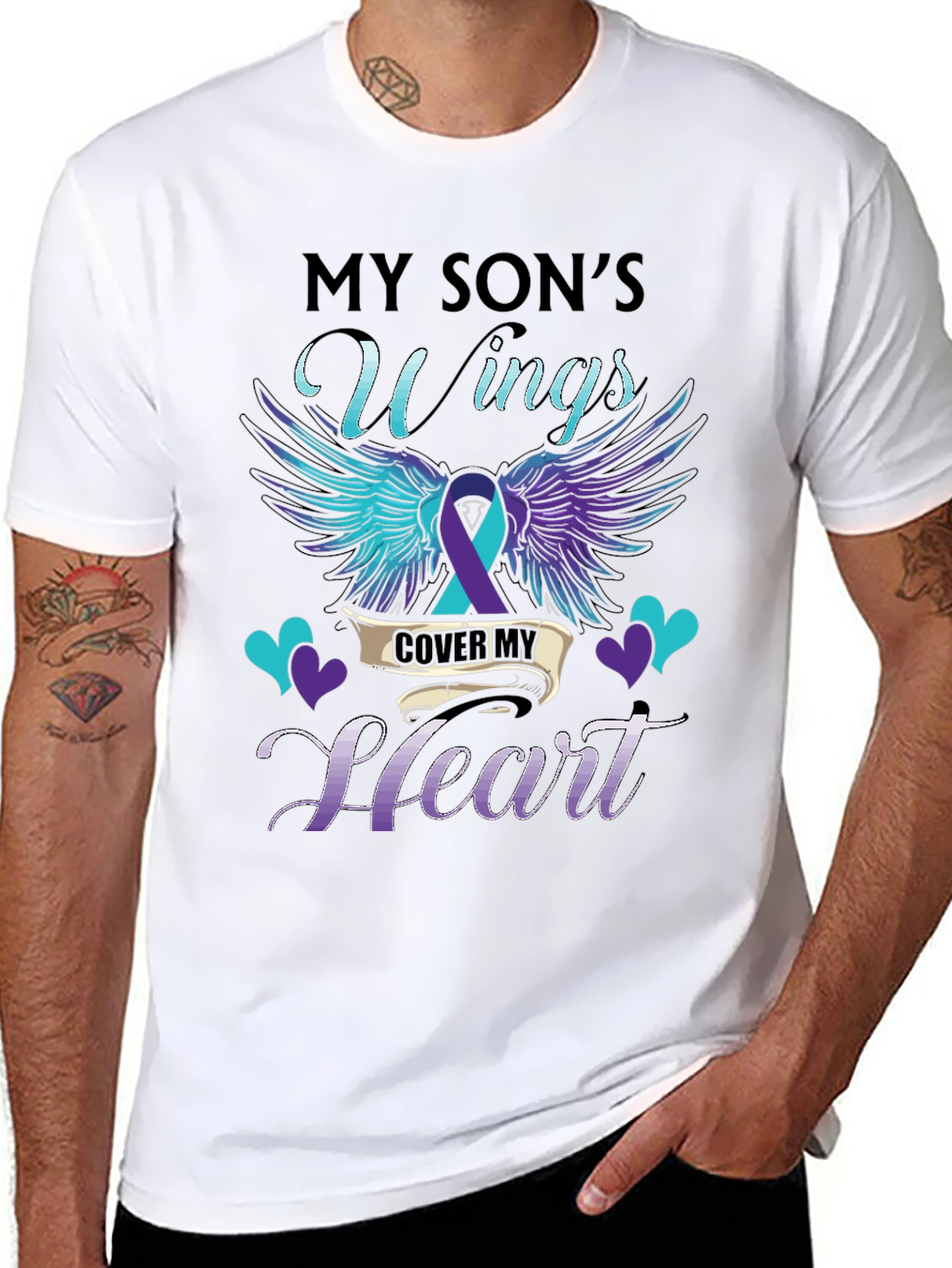 My Sons Wings Cover My Heart Graphic Tee
