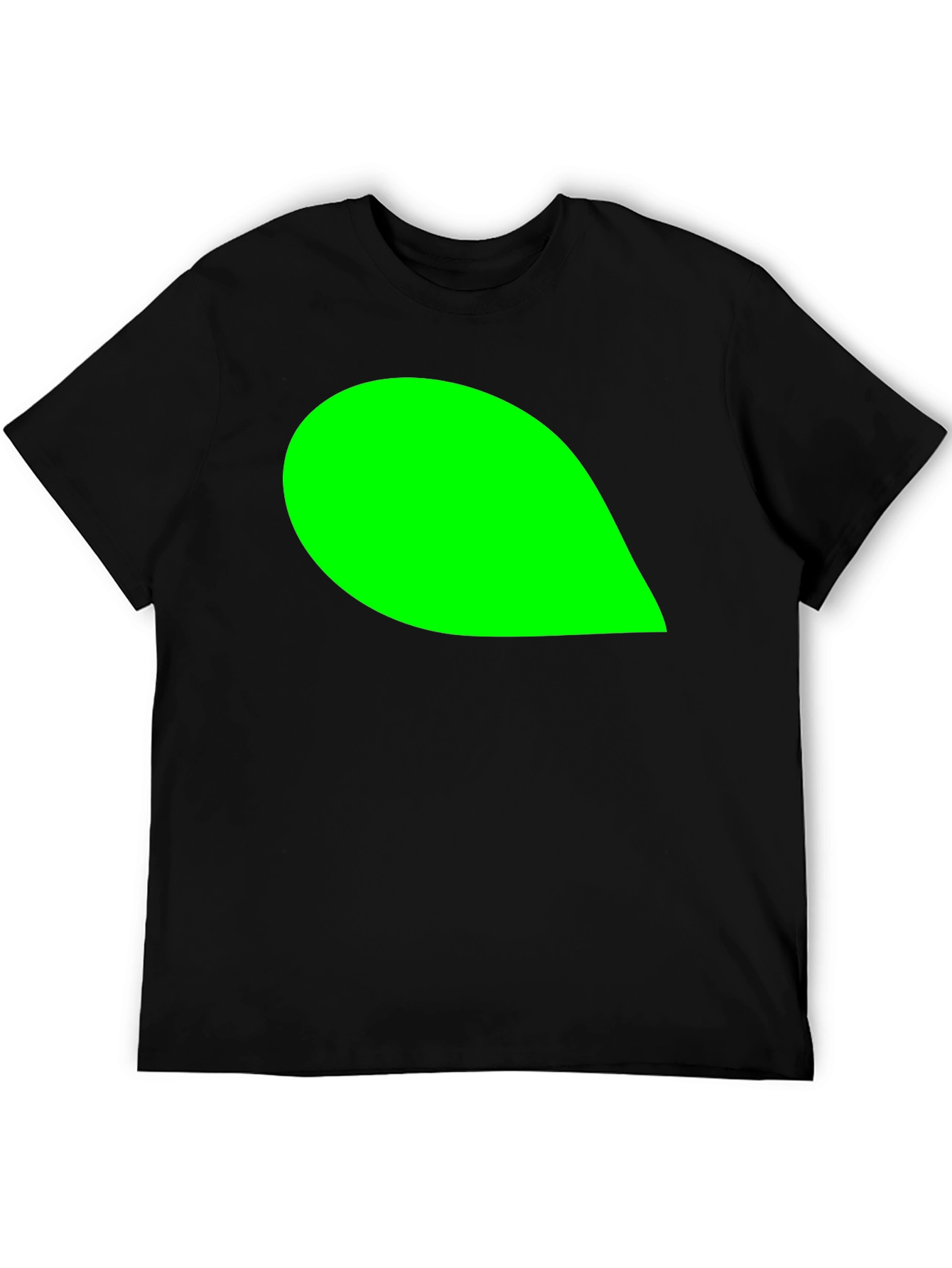 Mens Black T-Shirt with Green Leaf Graphic