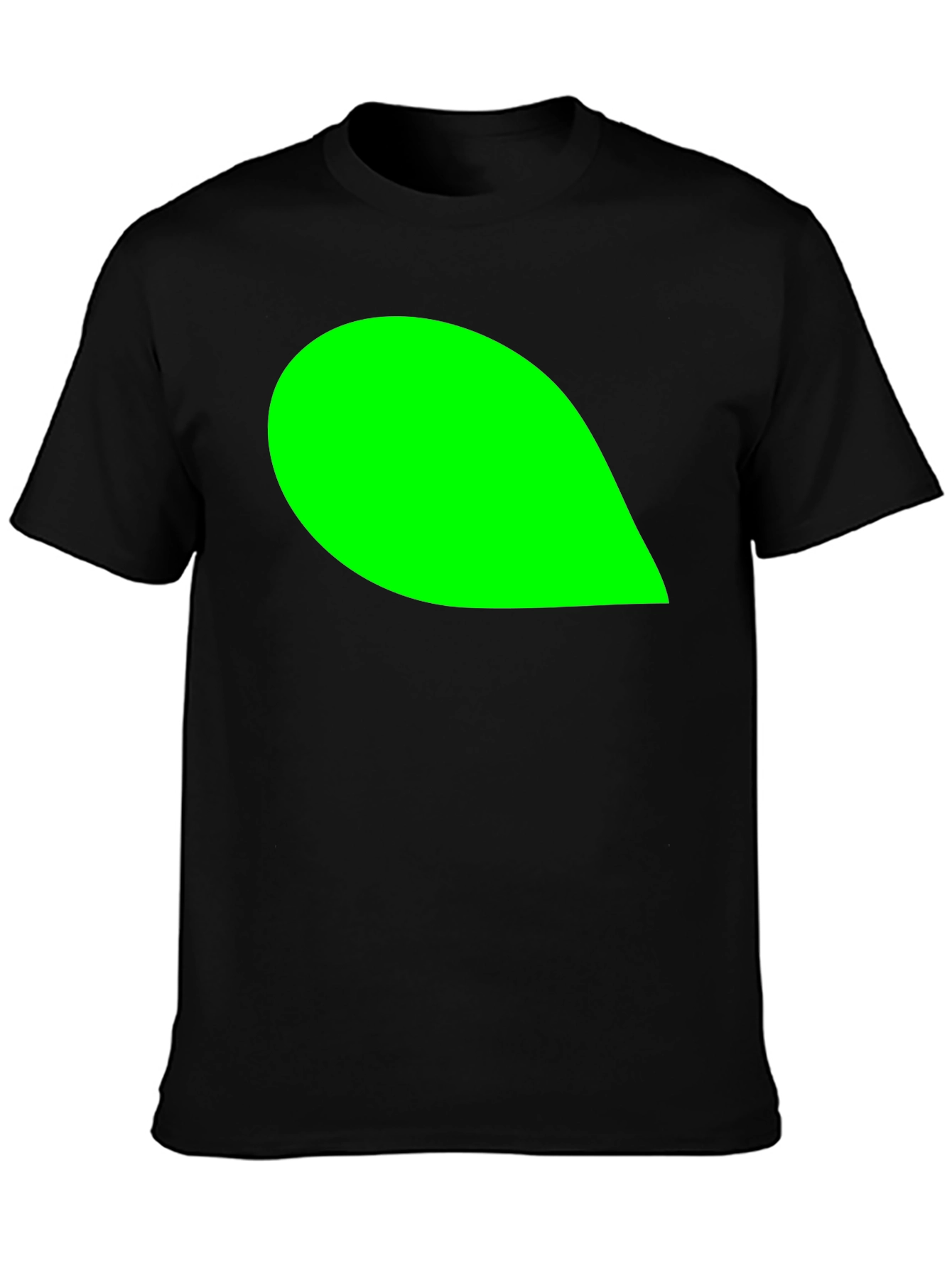 Mens Black T-Shirt with Green Leaf Graphic