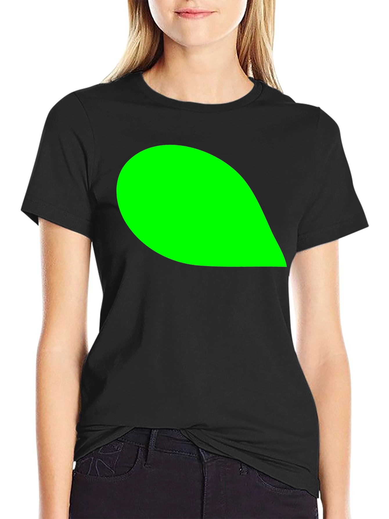 Mens Black T-Shirt with Green Leaf Graphic