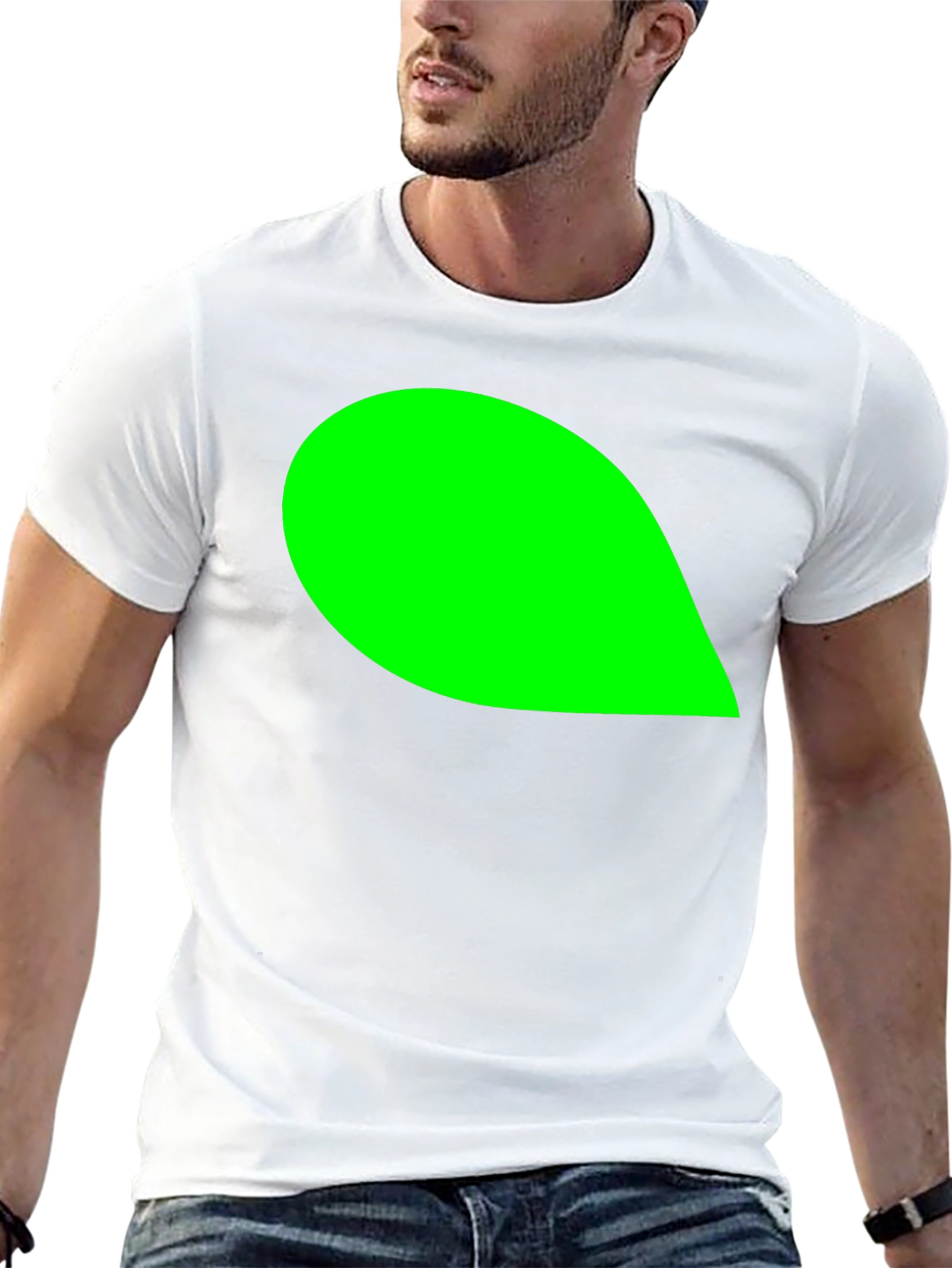 Mens Black T-Shirt with Green Leaf Graphic