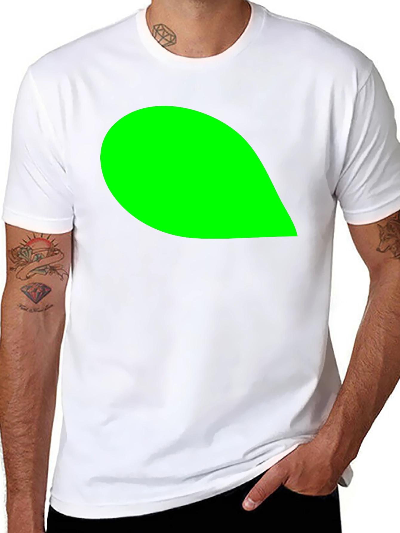 Mens Black T-Shirt with Green Leaf Graphic