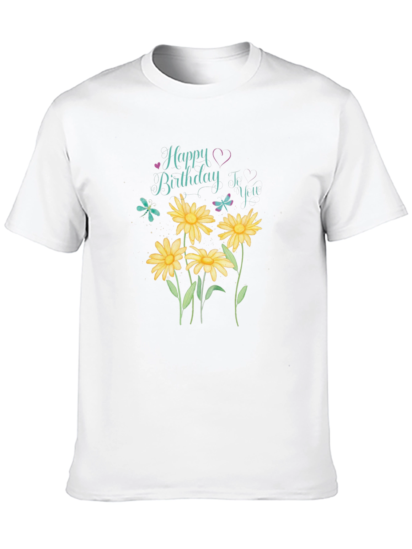 Happy Birthday Floral T-Shirt - Black