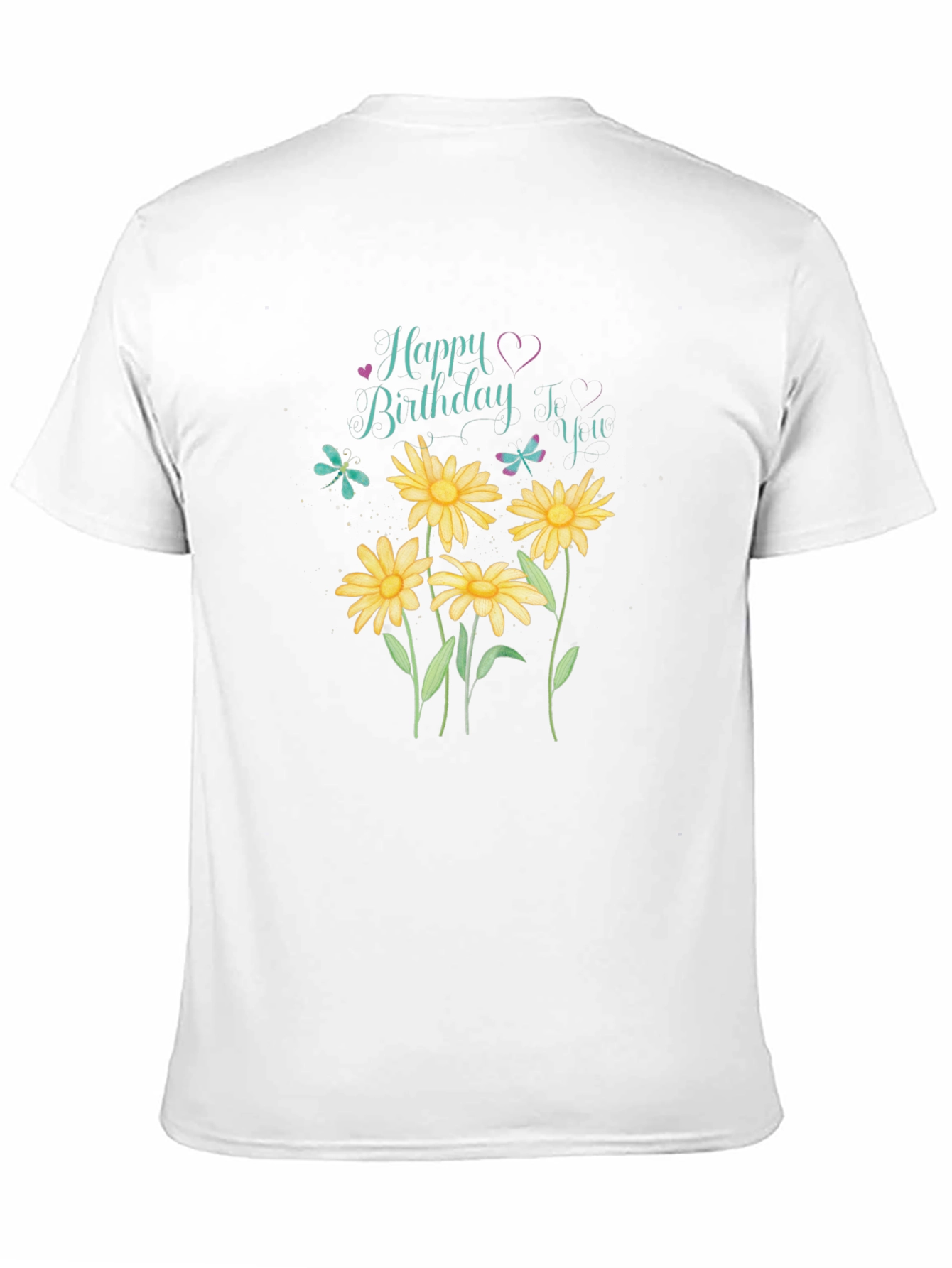 Happy Birthday Floral T-Shirt - Black