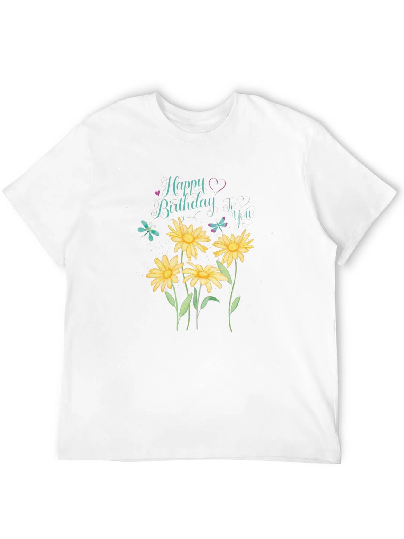 Happy Birthday Floral T-Shirt - Black