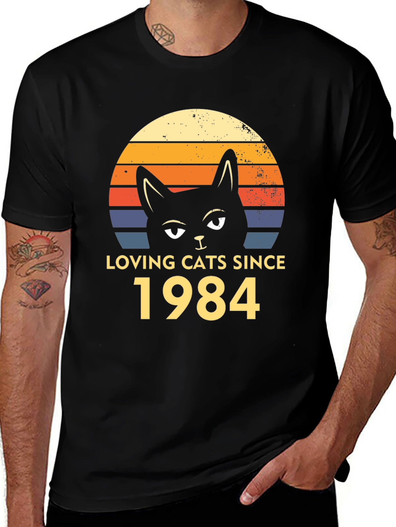 Loving Cats Since 1984 Black T-Shirt