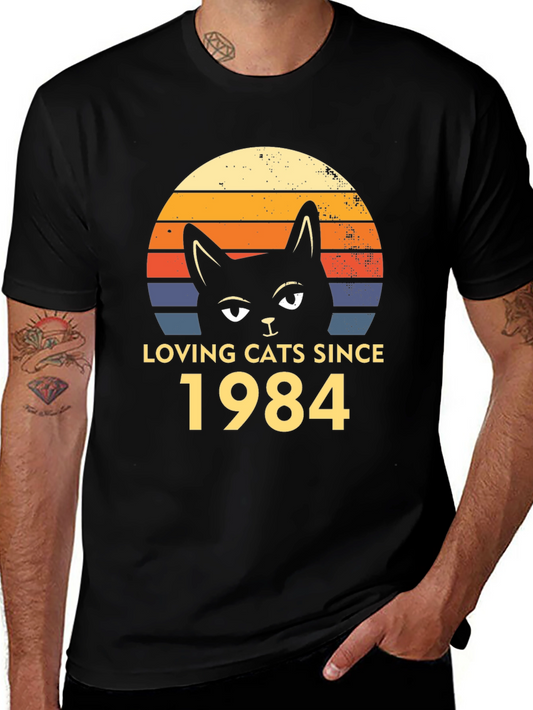 Loving Cats Since 1984 Black T-Shirt