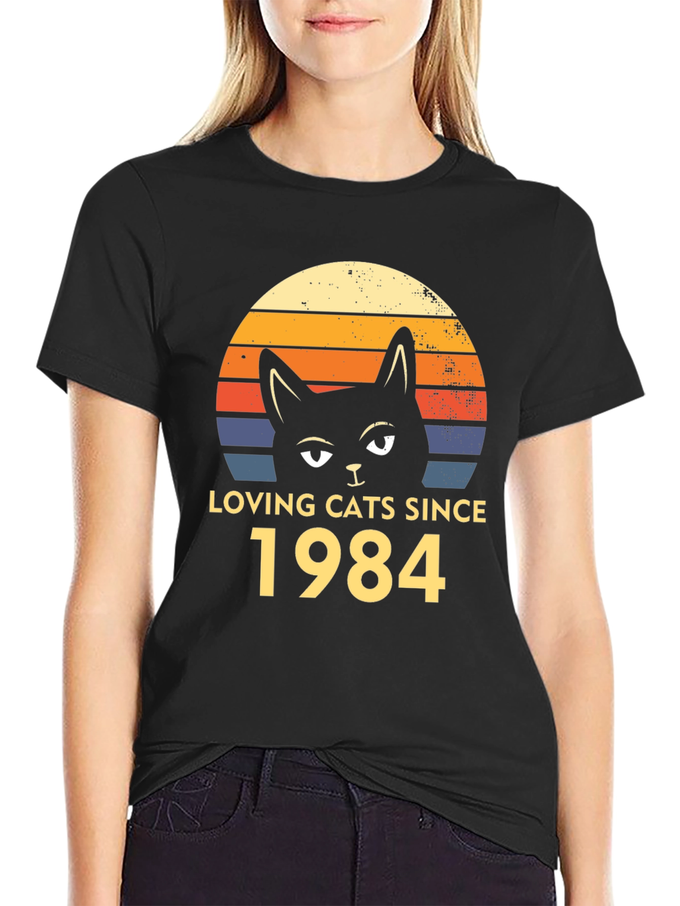 Loving Cats Since 1984 Black T-Shirt