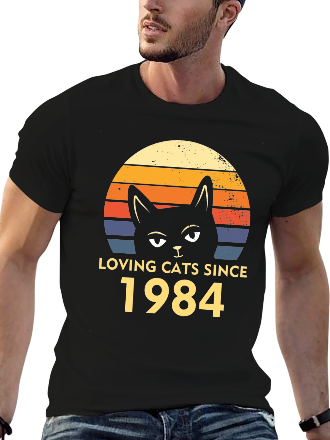 Loving Cats Since 1984 Black T-Shirt
