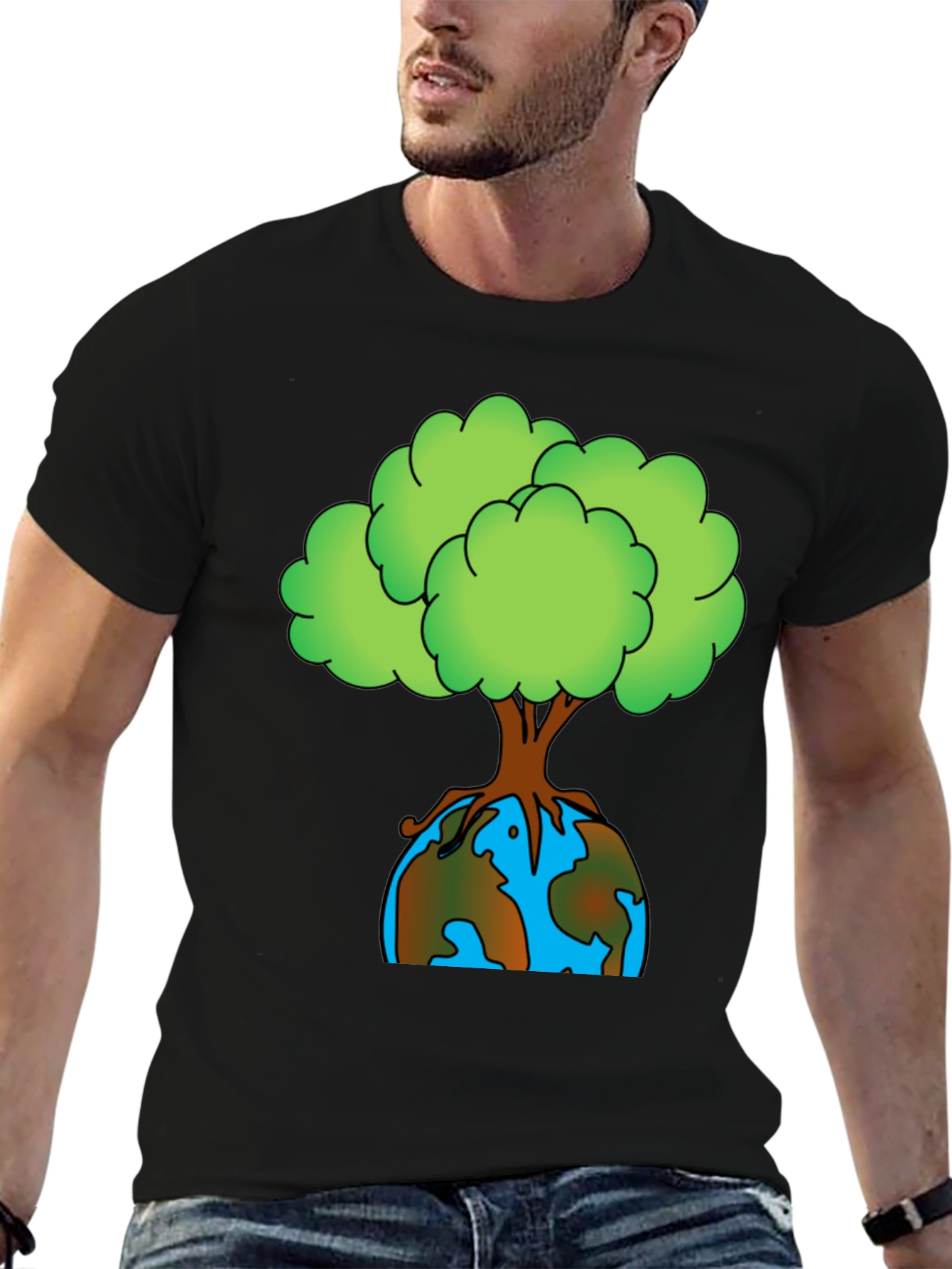 Earth Day Tree Graphic Tee - Black