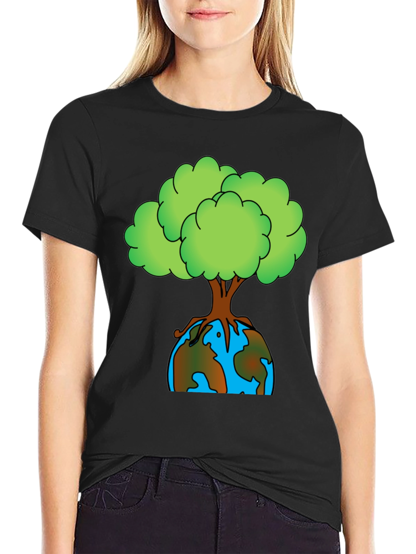 Earth Day Tree Graphic Tee - Black