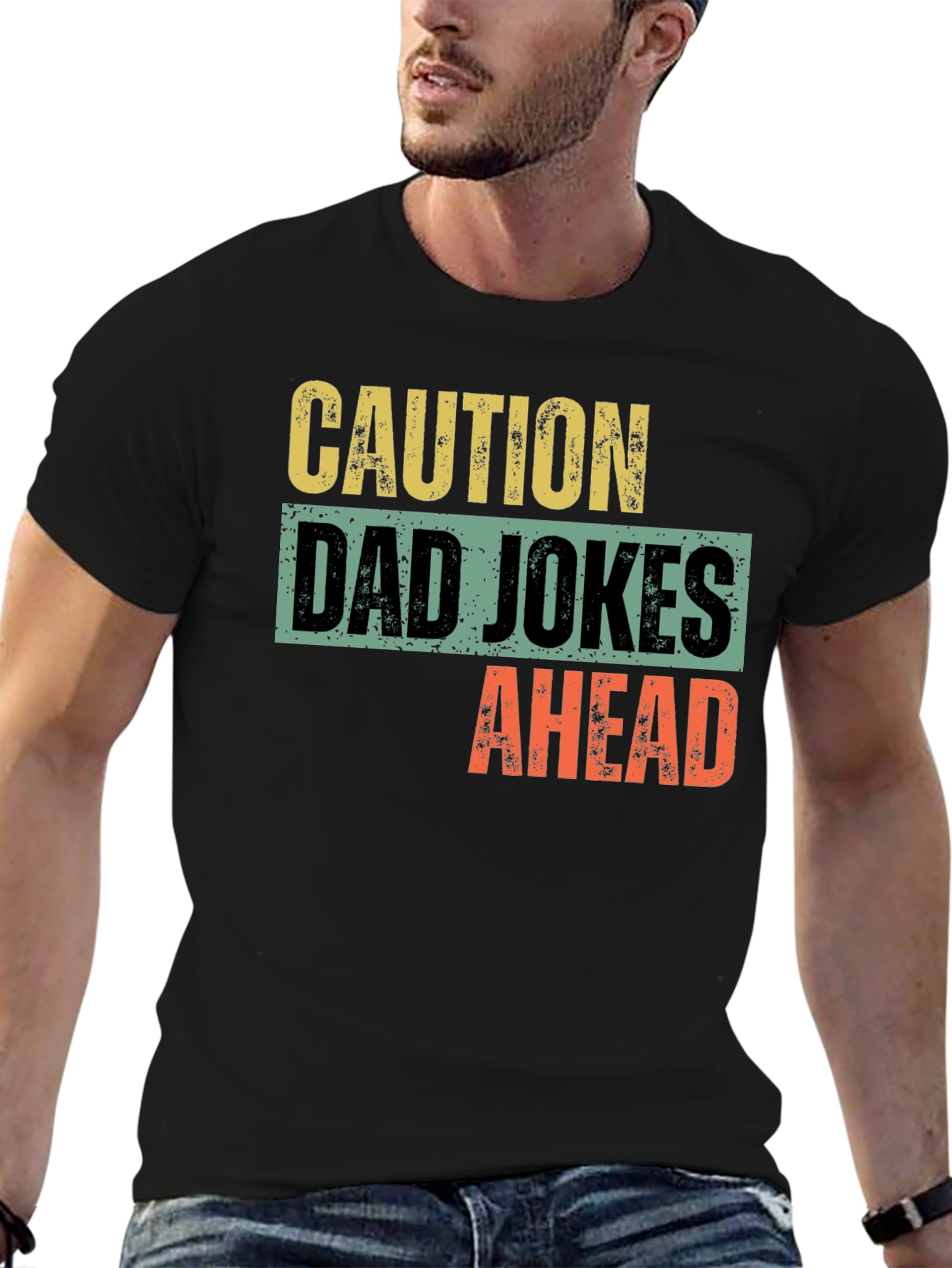 Caution Dad Jokes Ahead Graphic T-Shirt