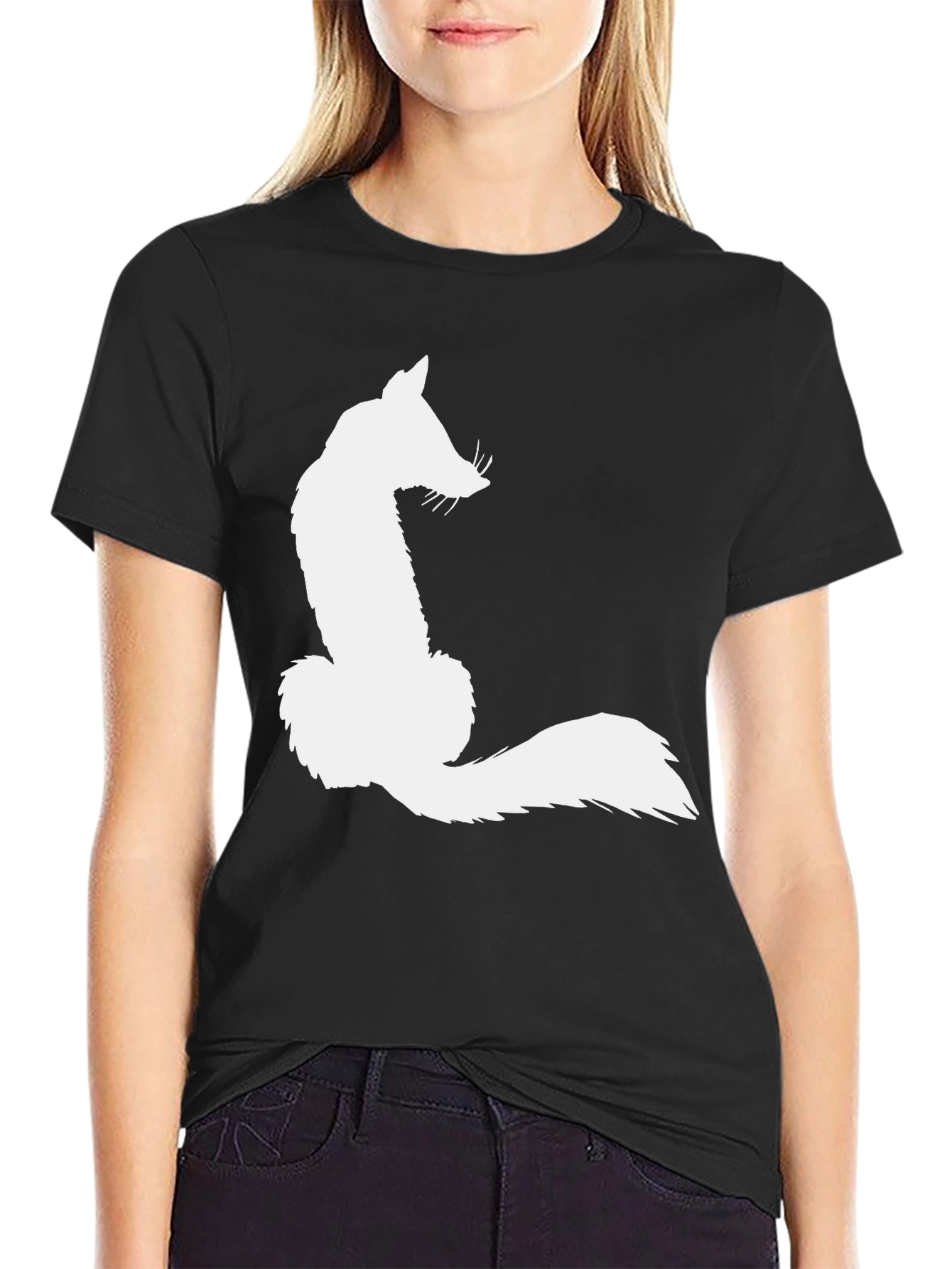 Fox Silhouette Graphic Tee - Black Cotton Blend