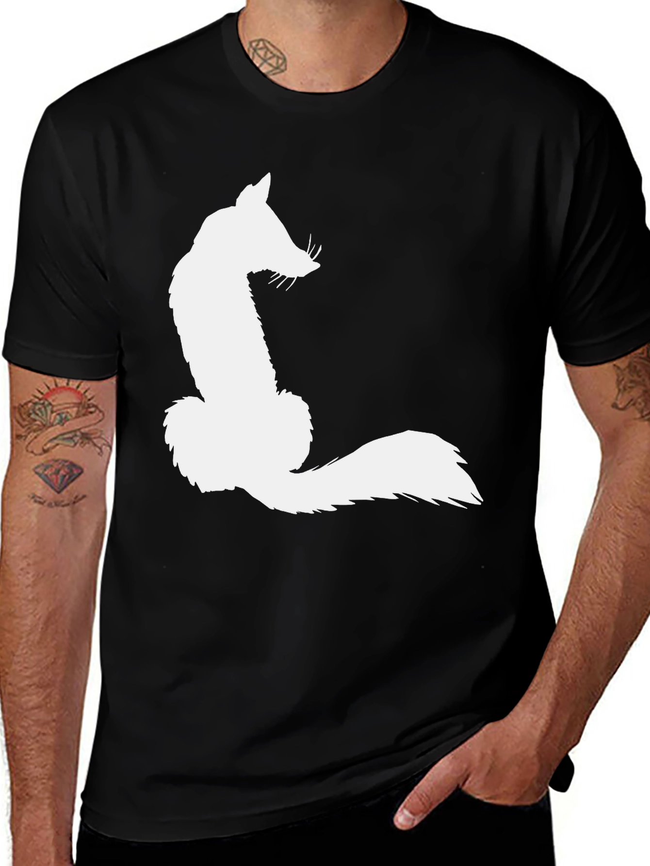 Fox Silhouette Graphic Tee - Black Cotton Blend
