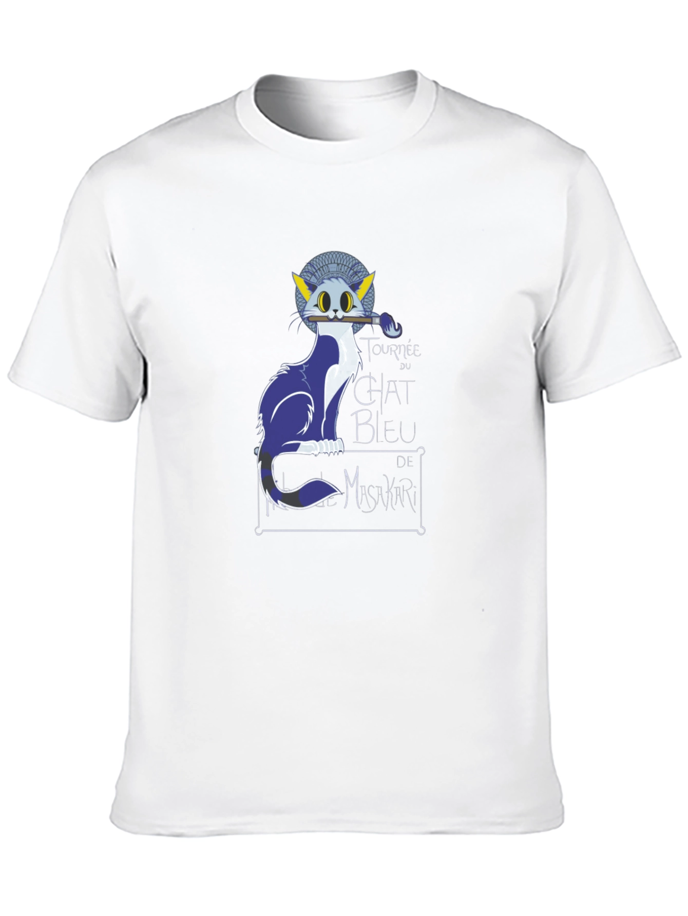 Chat Bleu Tee - Artistic Cat Graphic T-Shirt