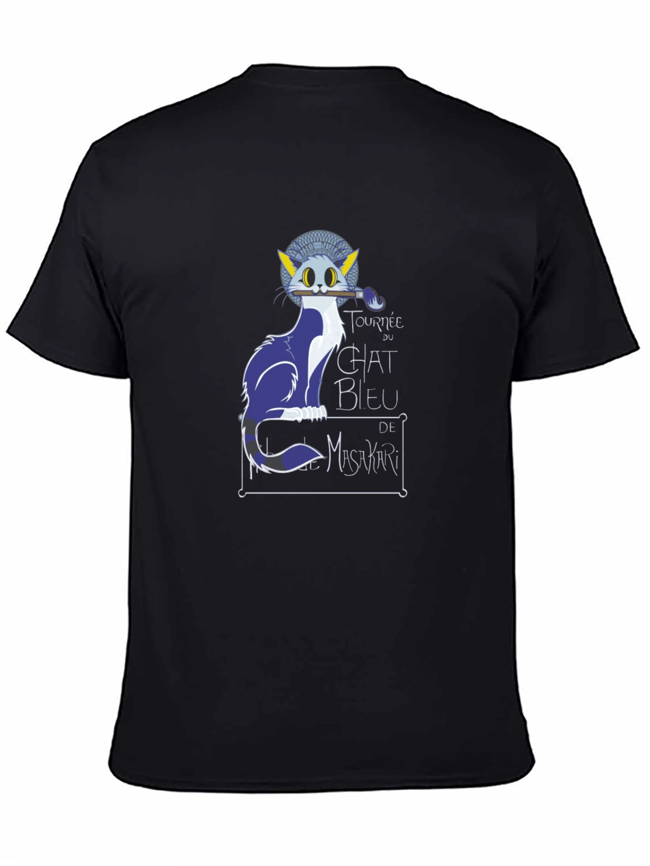 Chat Bleu Tee - Artistic Cat Graphic T-Shirt