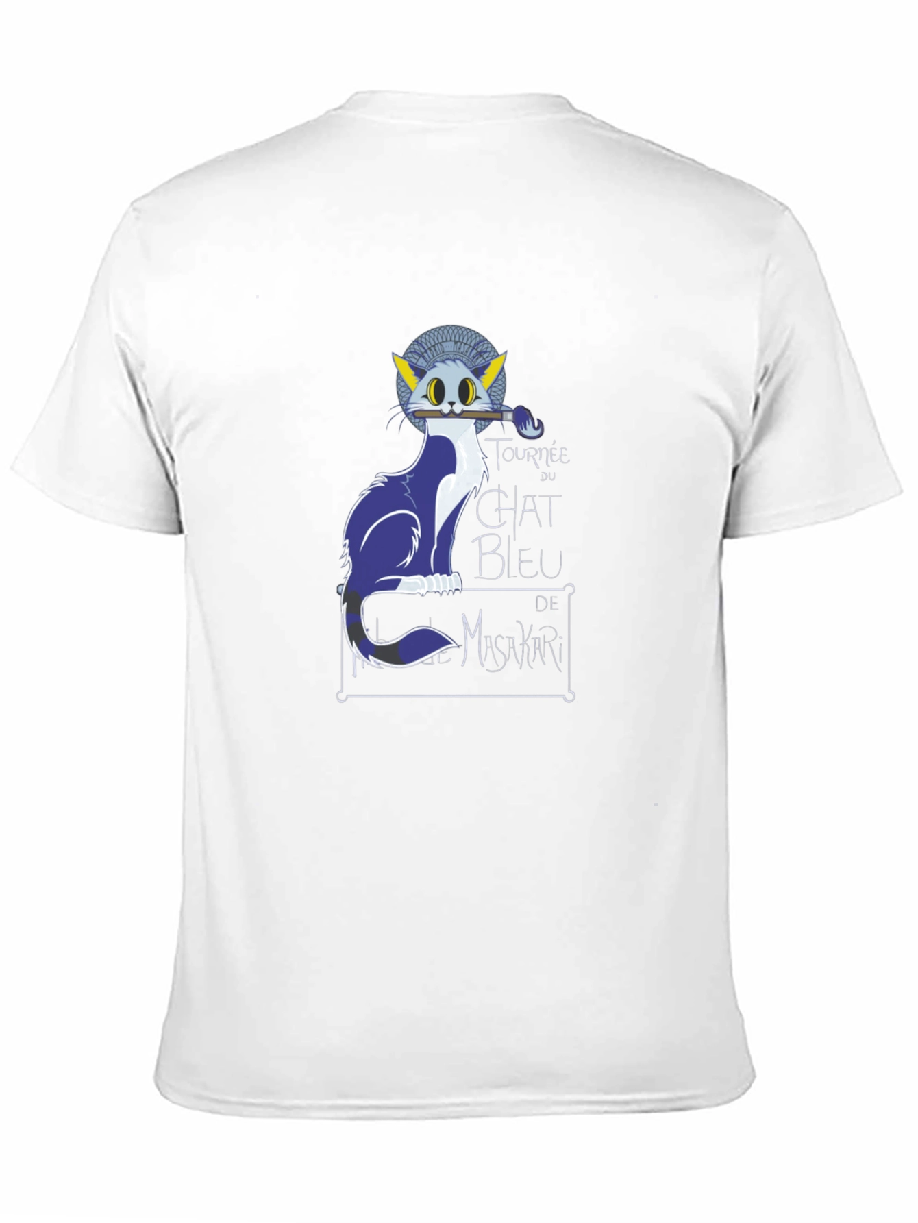 Chat Bleu Tee - Artistic Cat Graphic T-Shirt