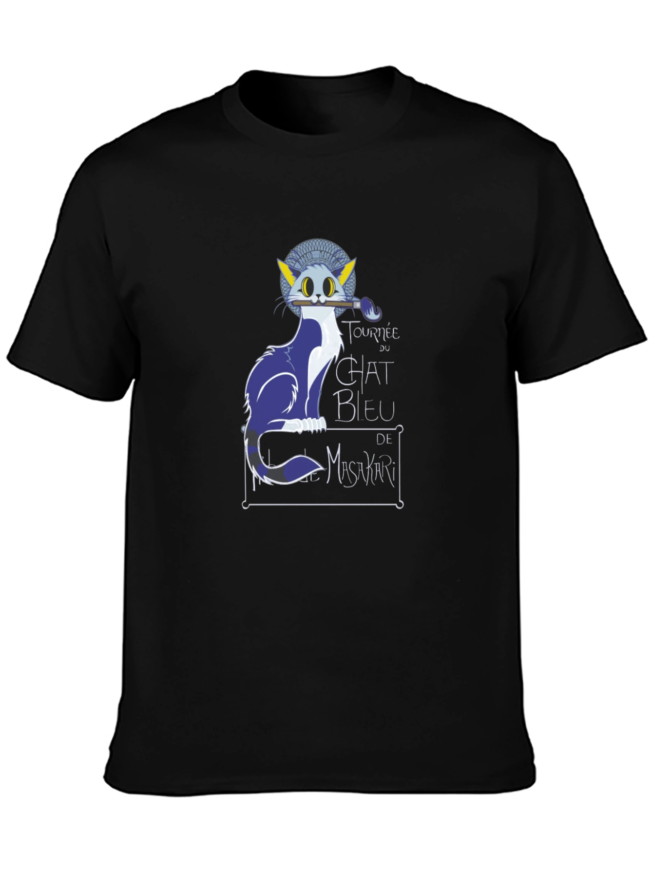 Chat Bleu Tee - Artistic Cat Graphic T-Shirt
