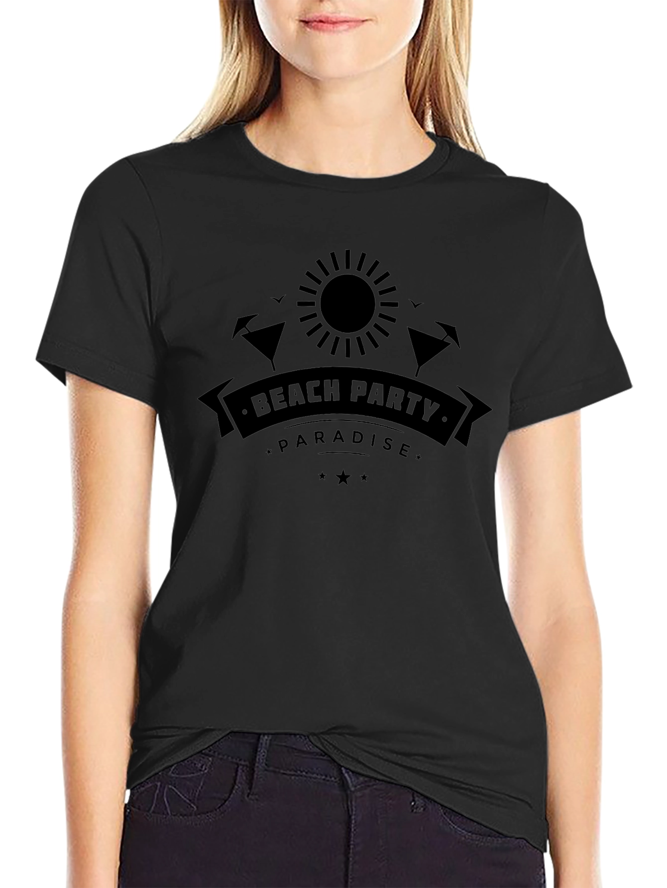 Beach Party Paradise Black Graphic Tee