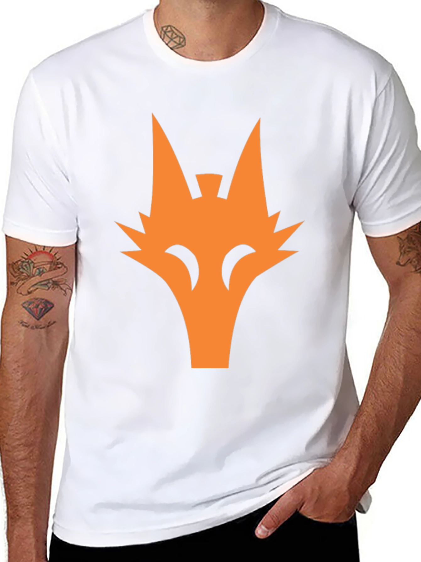 Orange Fox Graphic Tee - Cool Black T-Shirt