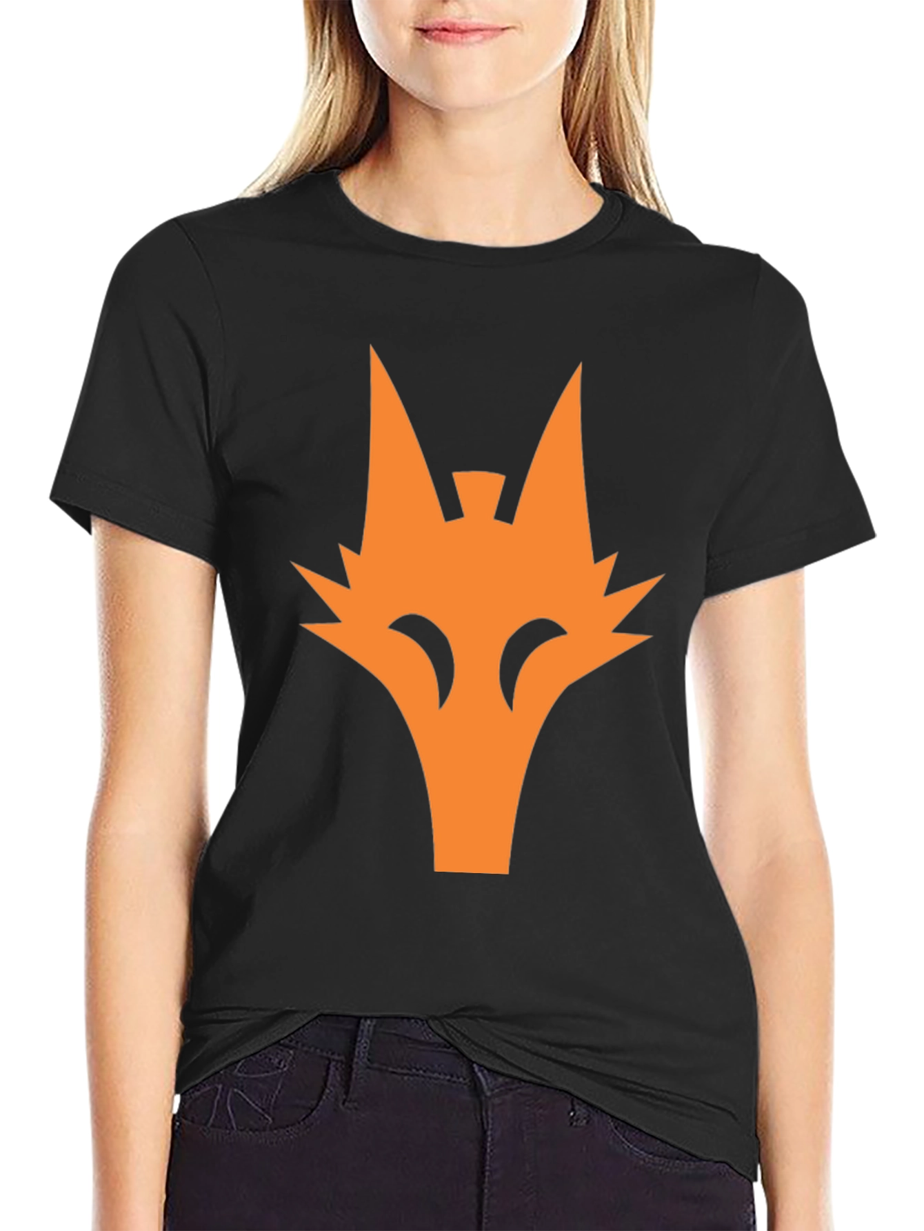 Orange Fox Graphic Tee - Cool Black T-Shirt