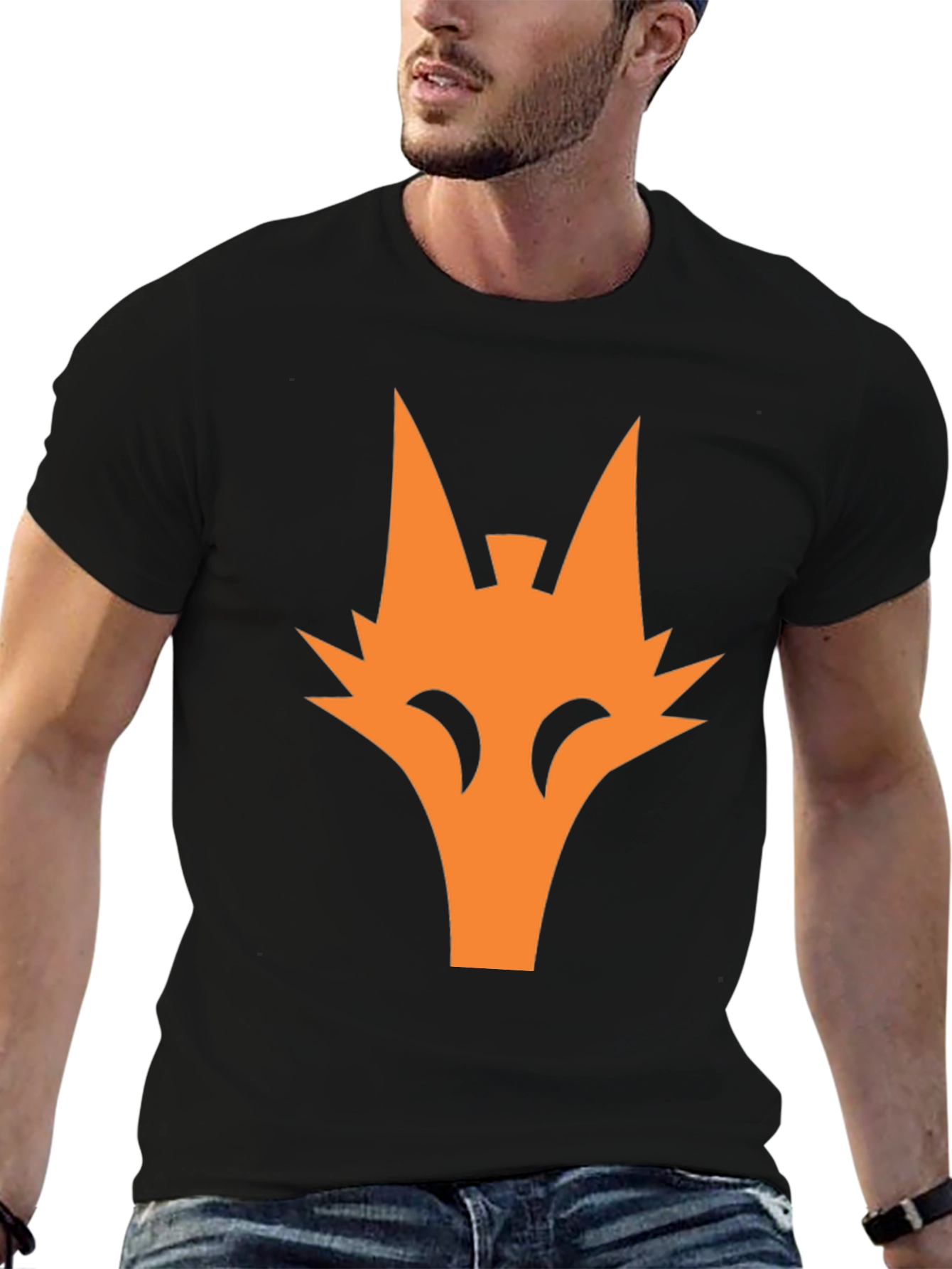 Orange Fox Graphic Tee - Cool Black T-Shirt
