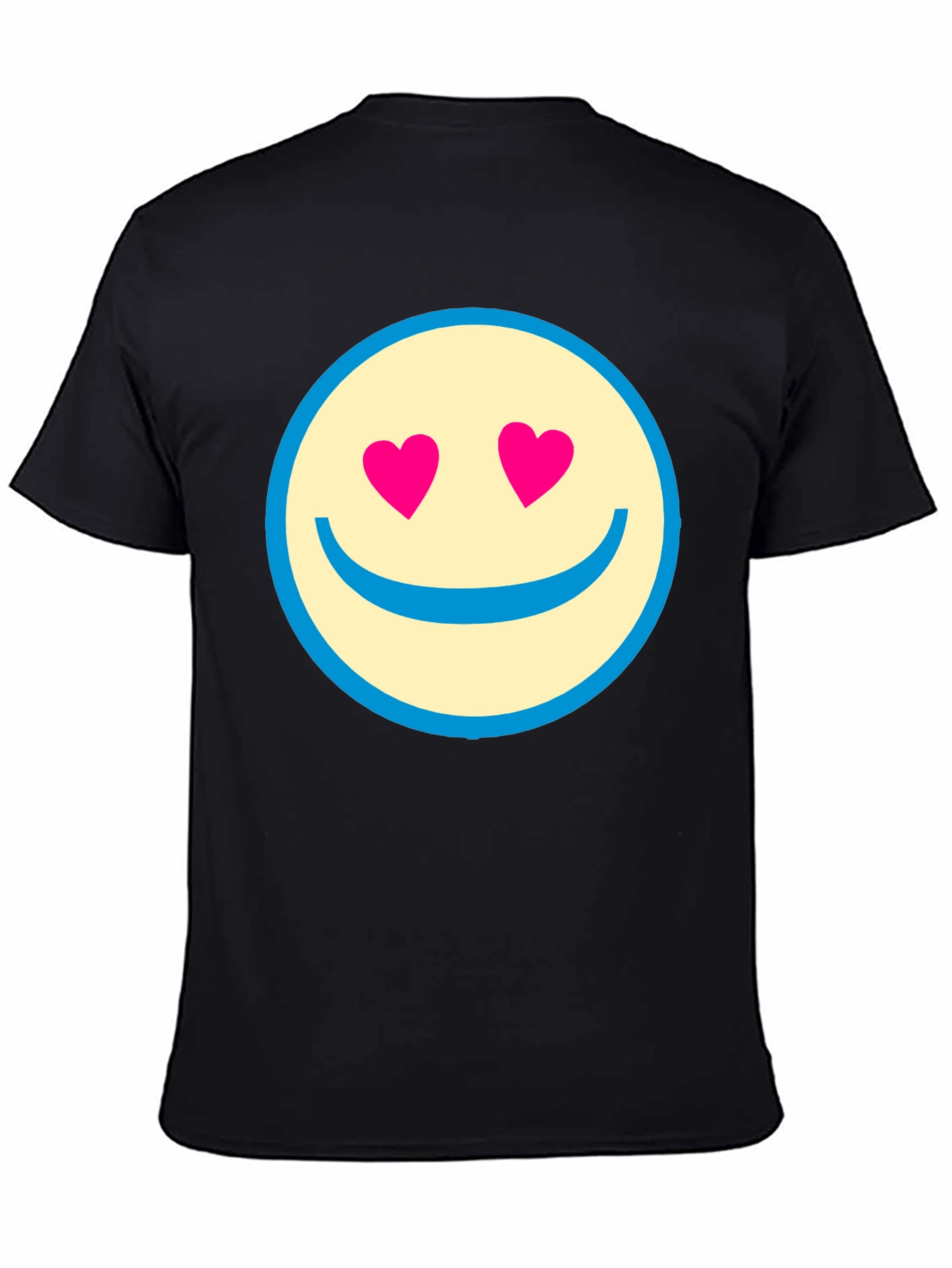 Heart Eyes Smiley Face Black T-Shirt