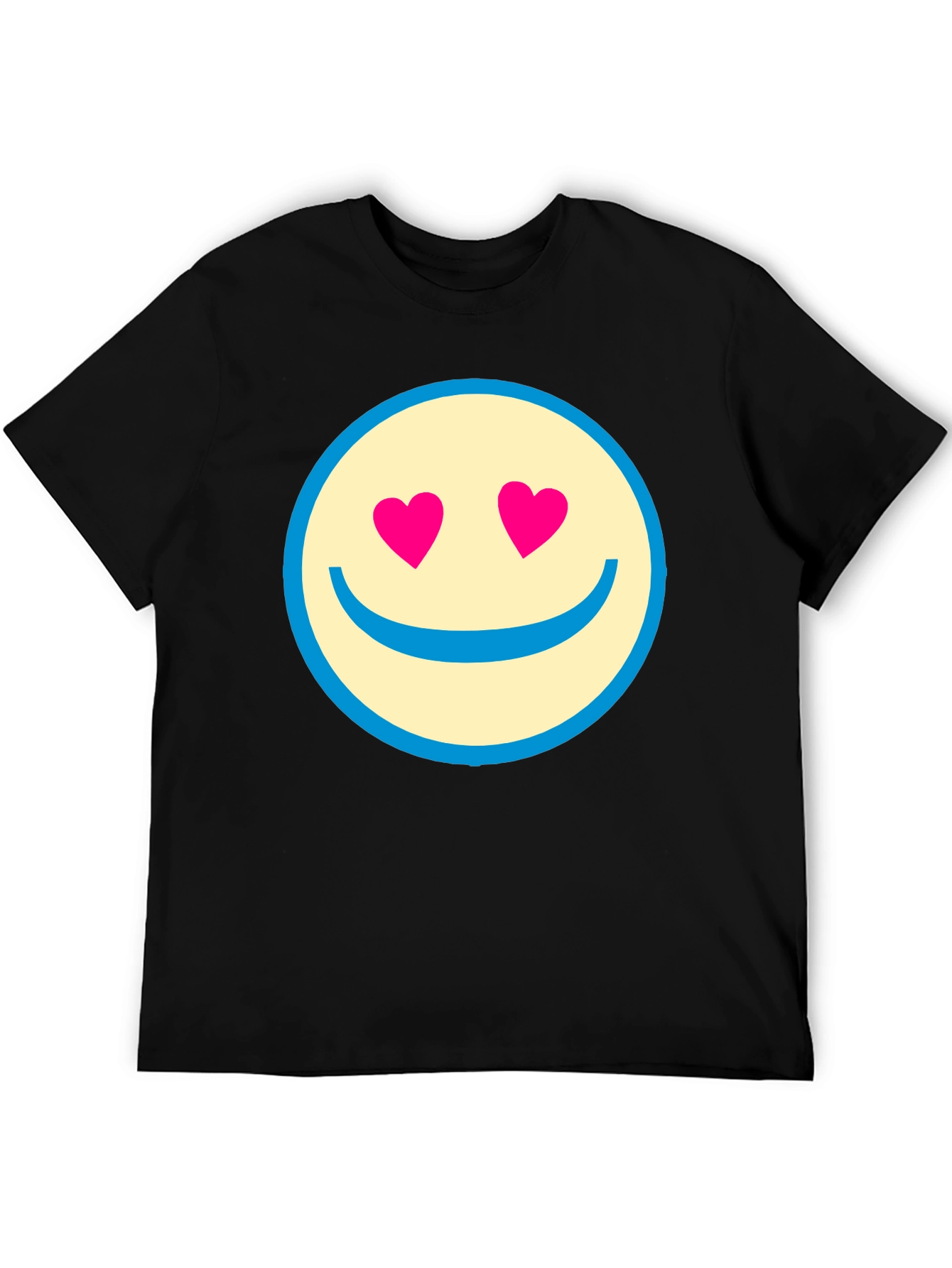 Heart Eyes Smiley Face Black T-Shirt