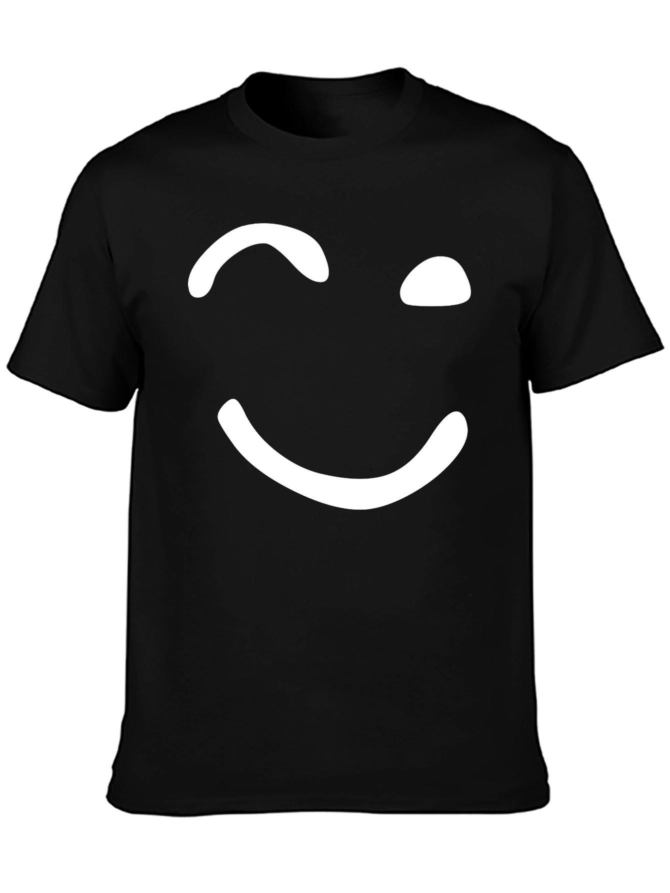 Winking Smiley Face Black T-Shirt