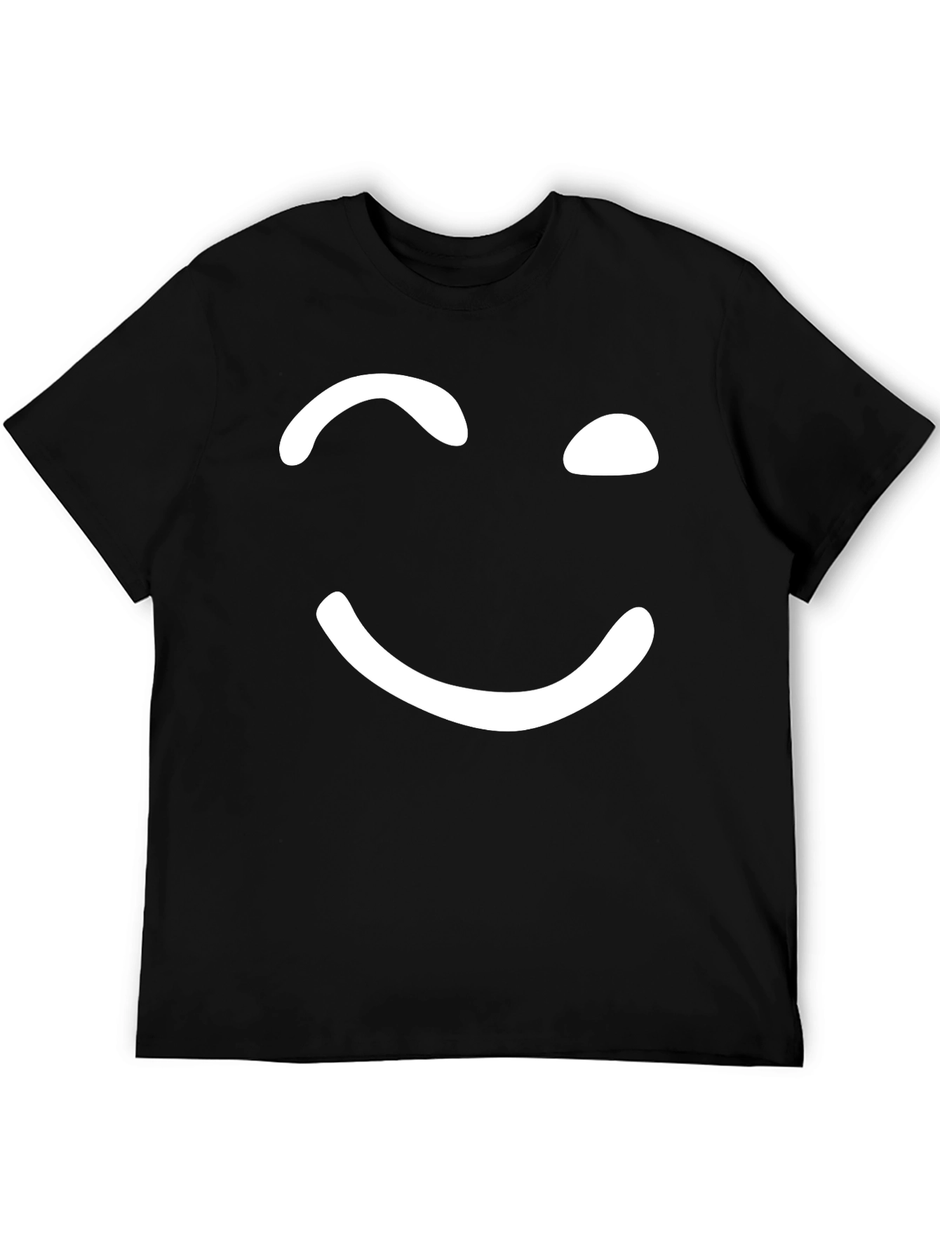 Winking Smiley Face Black T-Shirt