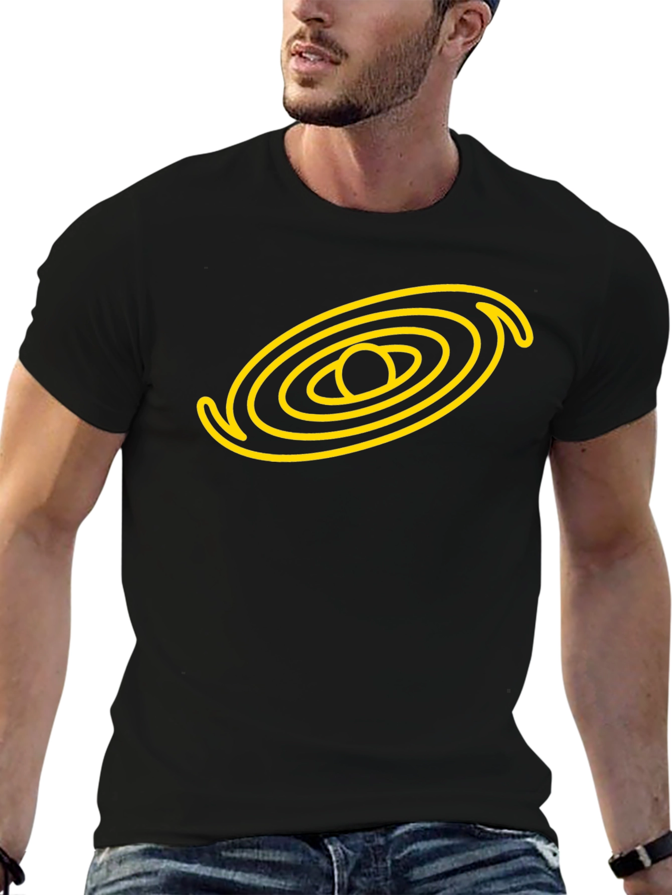 Galaxy Graphic Black Tee - Cosmic Style!
