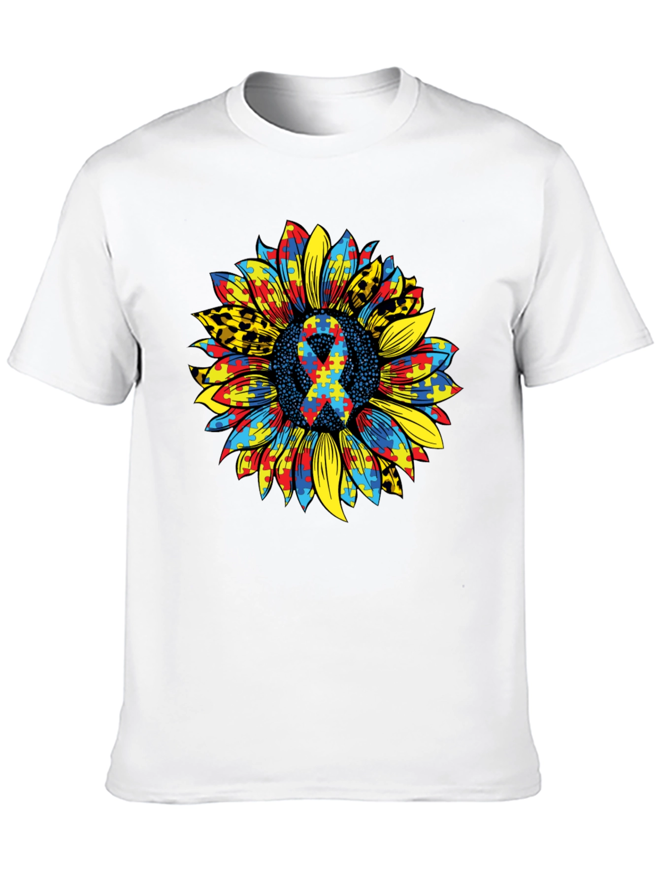 Autism Awareness Sunflower Ribbon Graphic Tee
