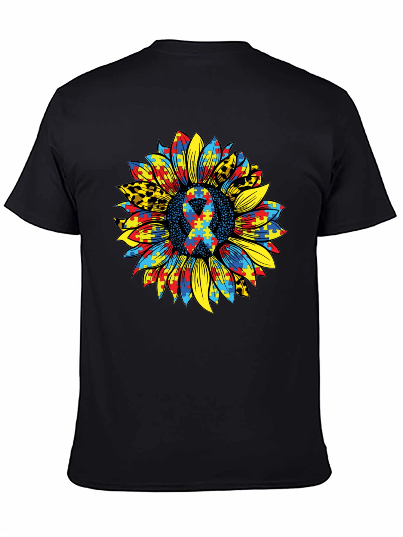 Autism Awareness Sunflower Ribbon Graphic Tee
