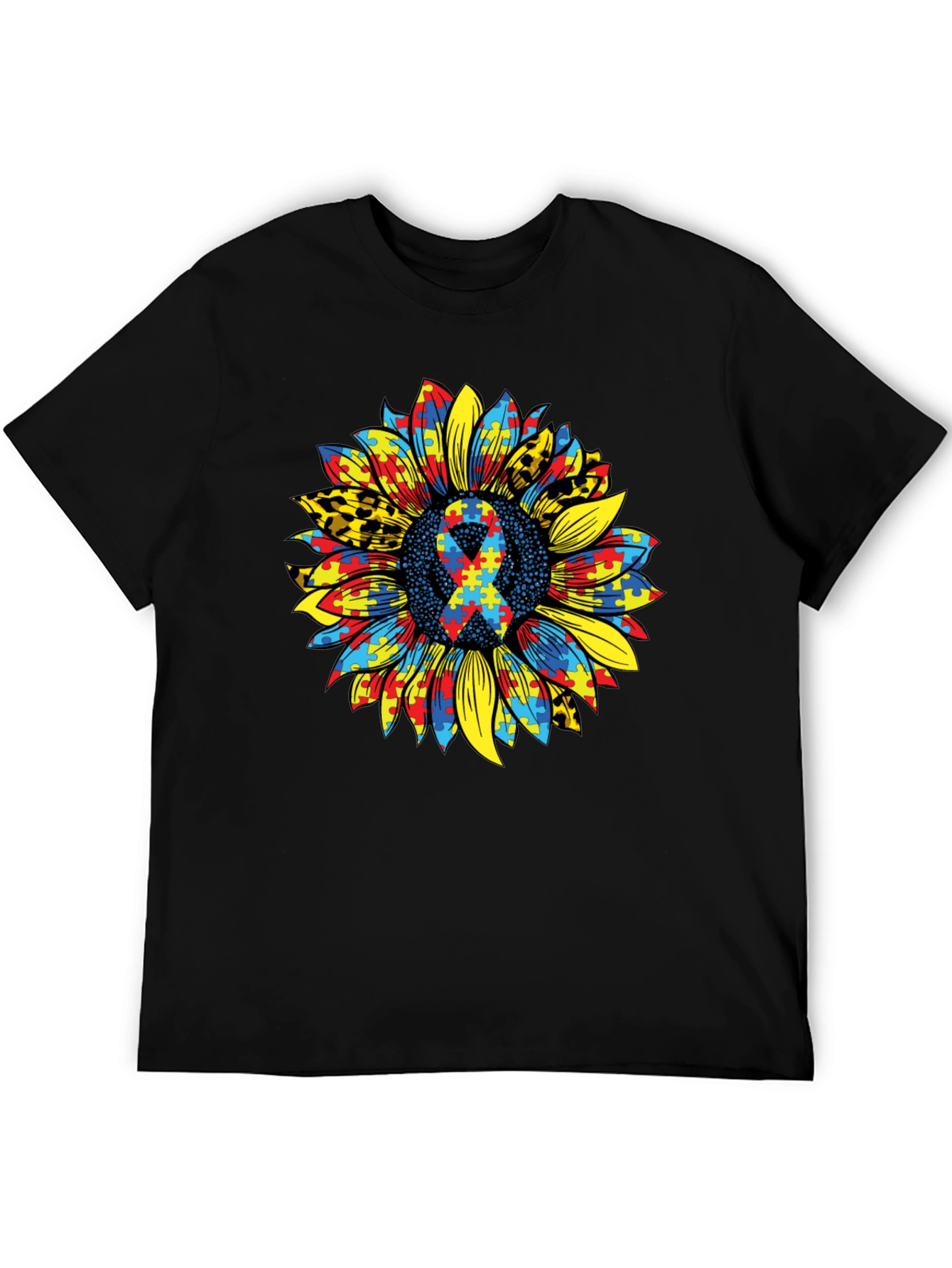 Autism Awareness Sunflower Ribbon Graphic Tee