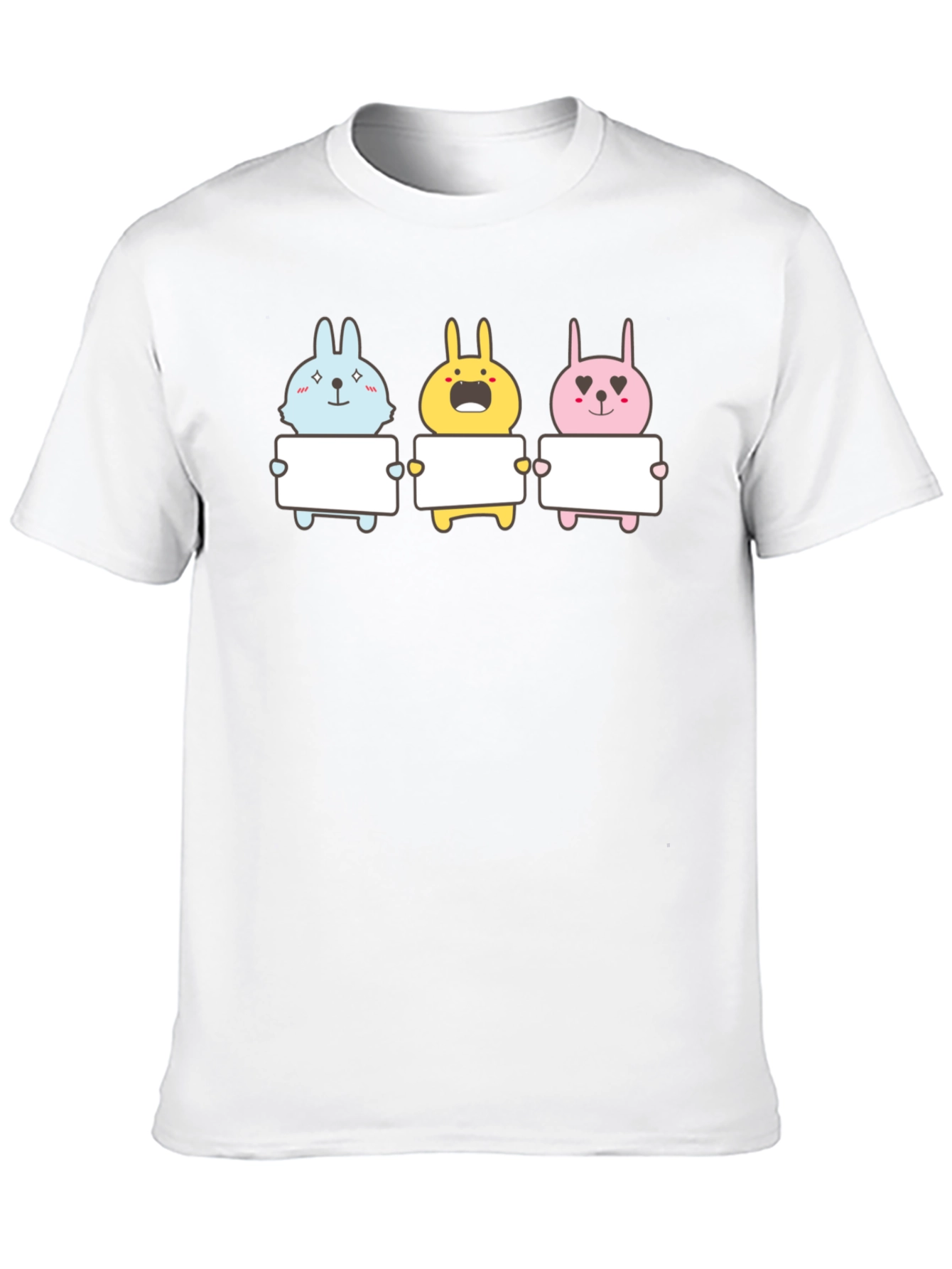Cute Bunny Trio Graphic Tee - Black