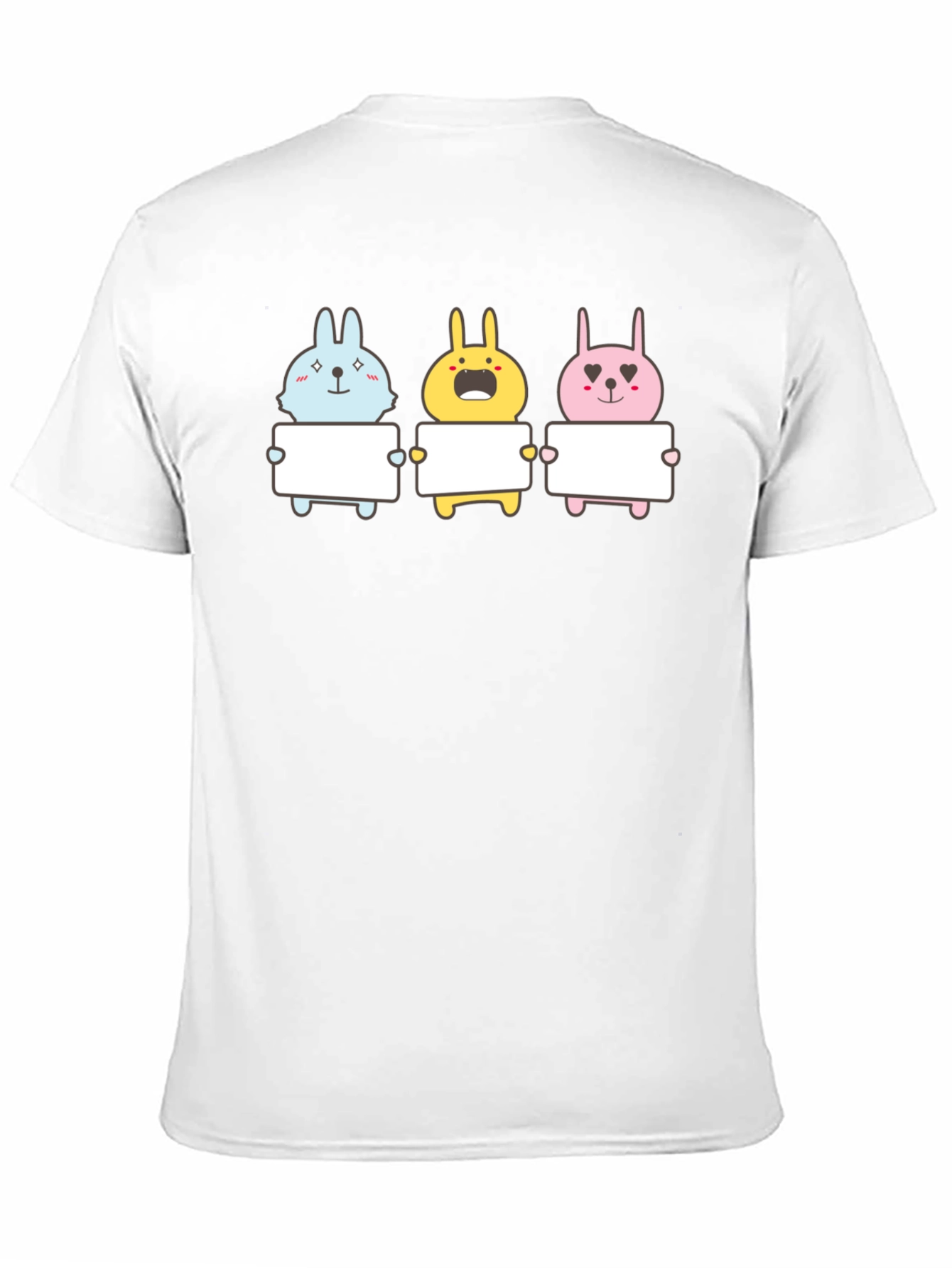 Cute Bunny Trio Graphic Tee - Black