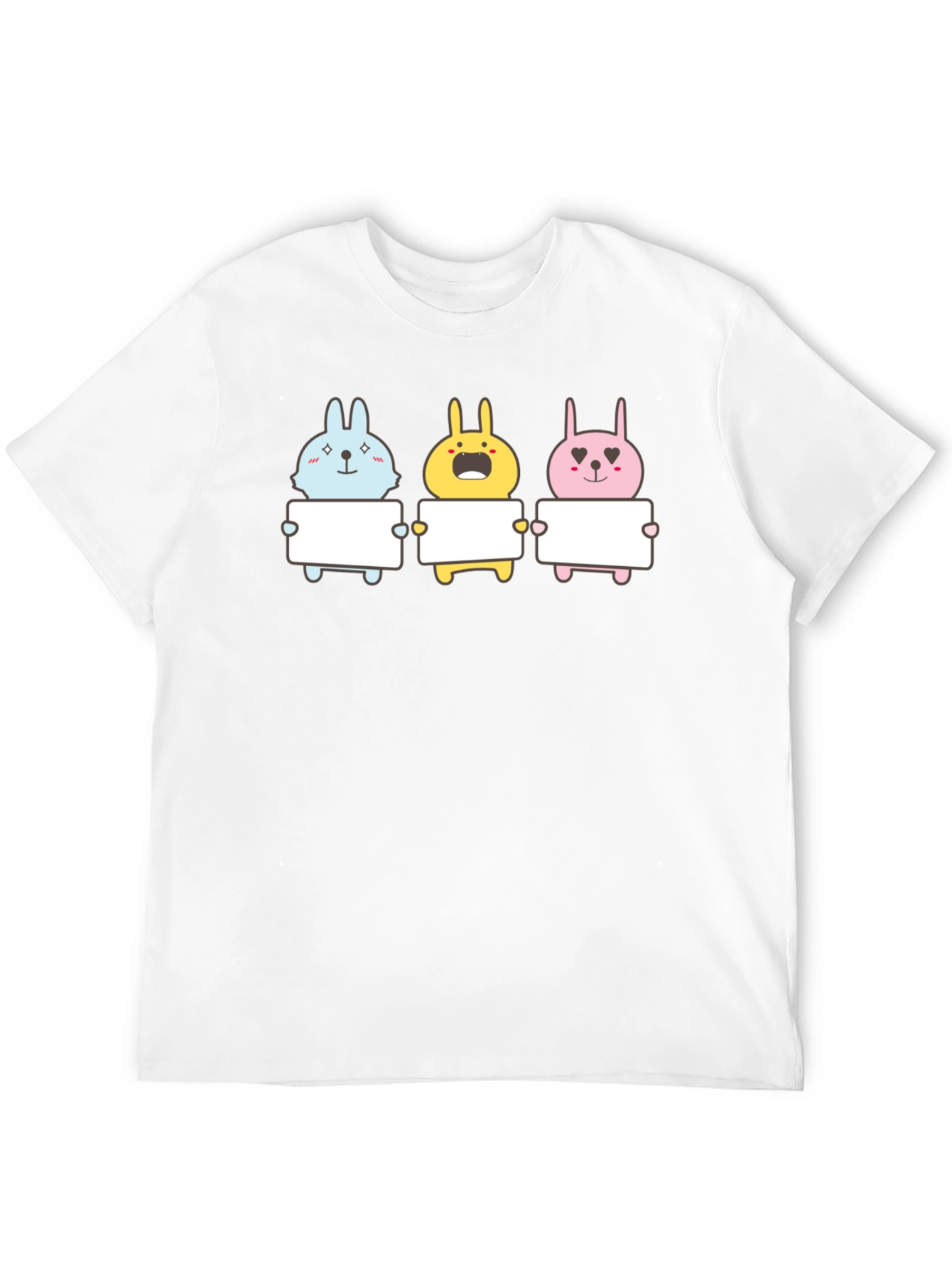 Cute Bunny Trio Graphic Tee - Black
