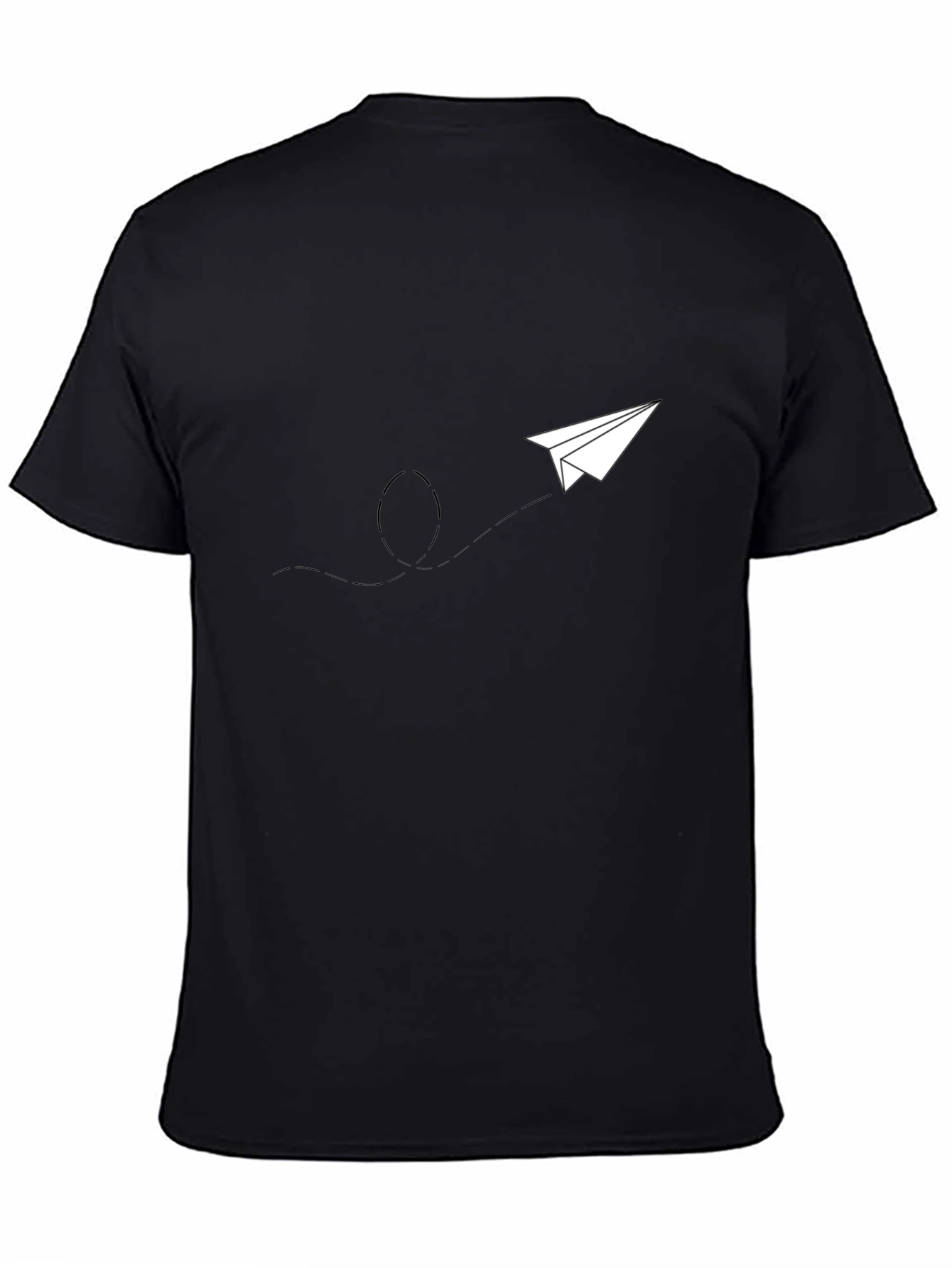 Mens Black Graphic Tee - Paper Airplane Design