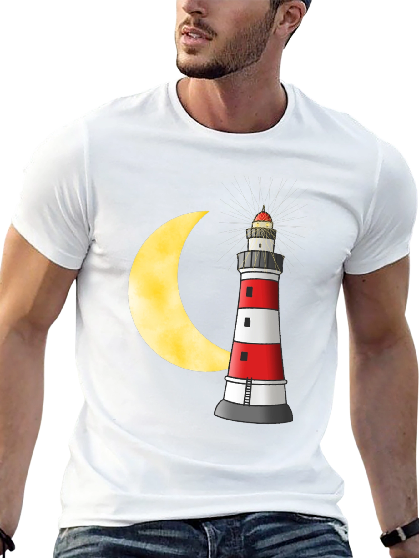 Lighthouse & Moon Graphic T-Shirt