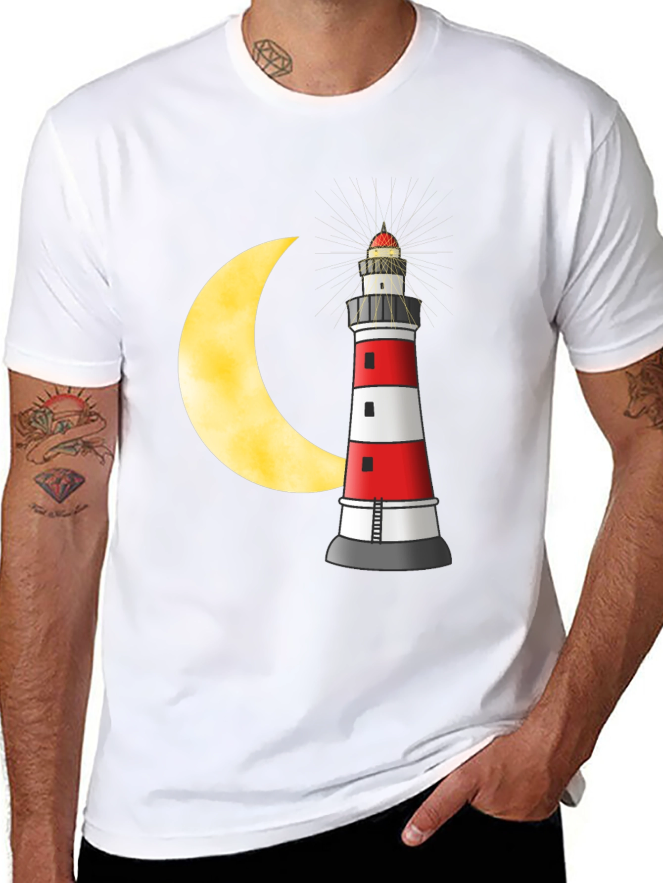 Lighthouse & Moon Graphic T-Shirt