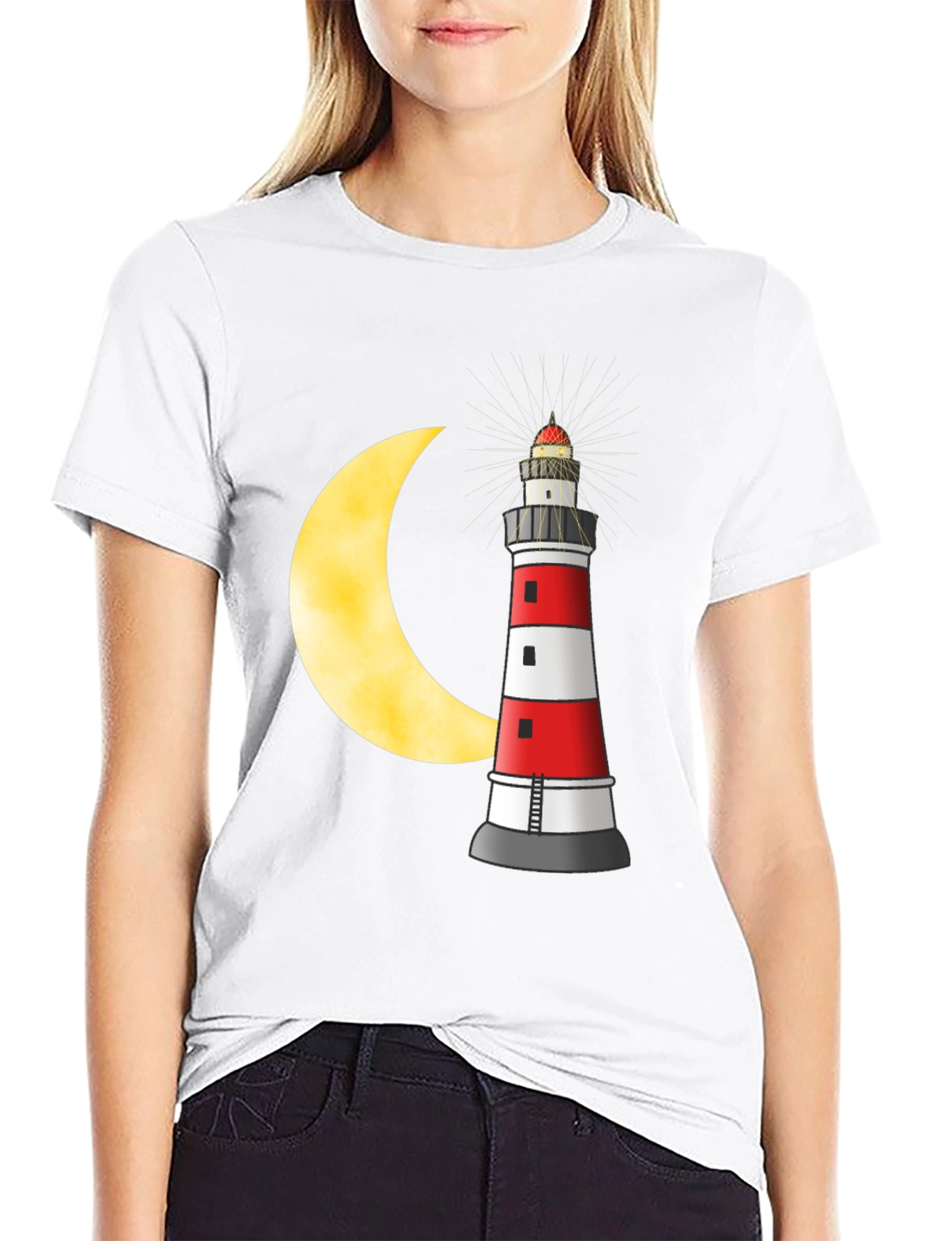 Lighthouse & Moon Graphic T-Shirt