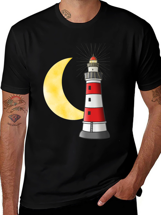Lighthouse & Moon Graphic T-Shirt